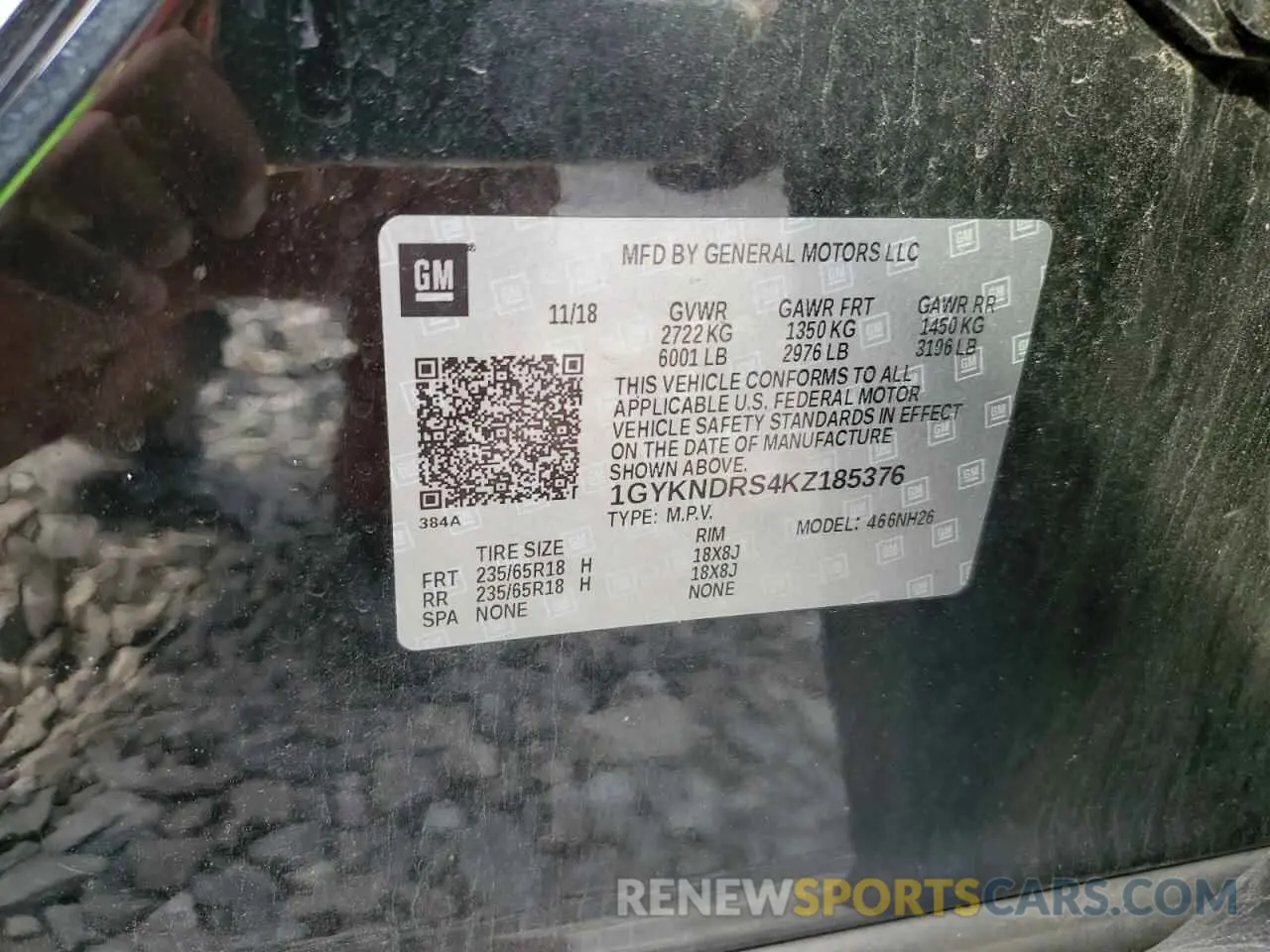 13 Photograph of a damaged car 1GYKNDRS4KZ185376 CADILLAC XT5 2019