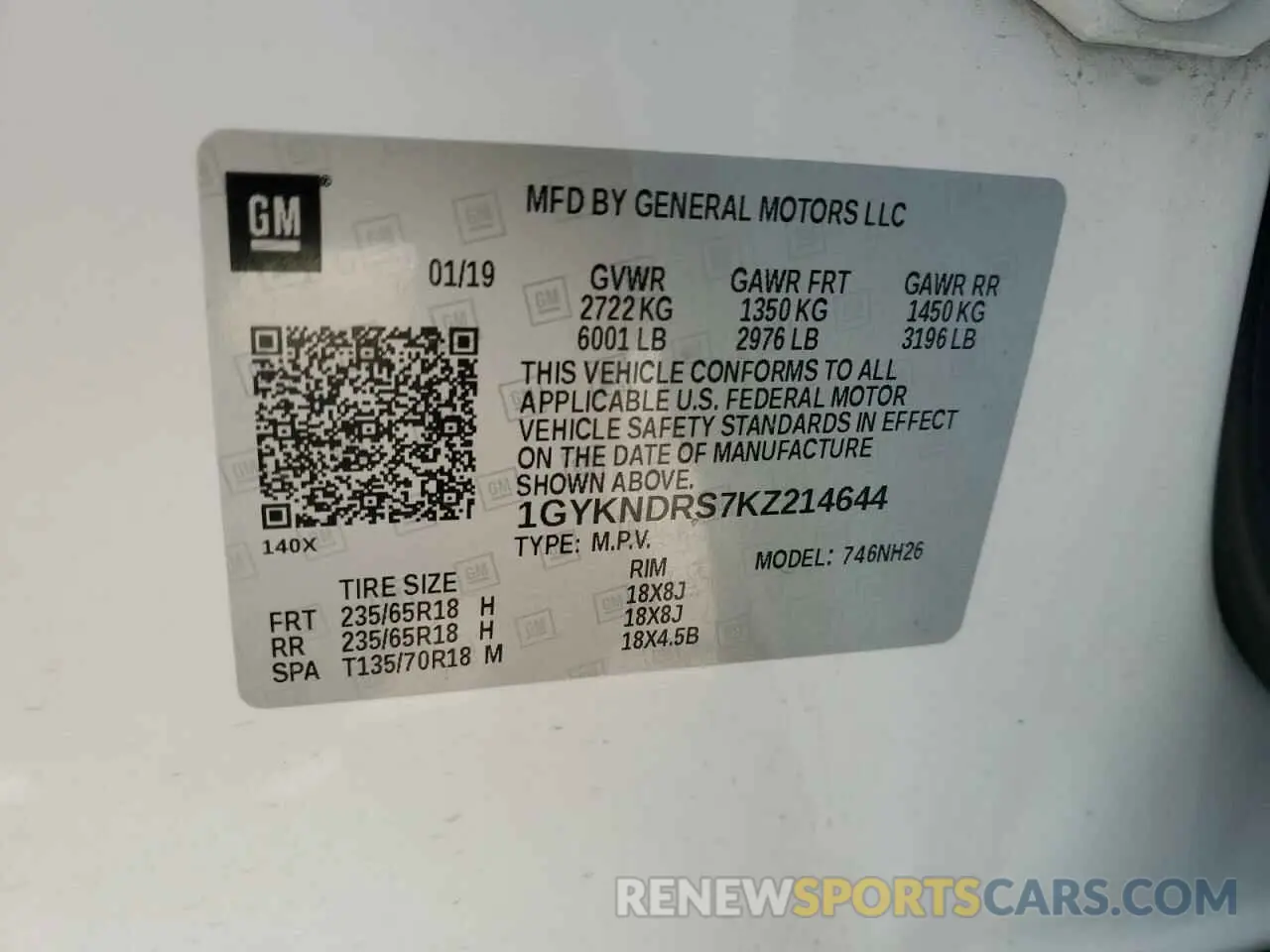 13 Photograph of a damaged car 1GYKNDRS7KZ214644 CADILLAC XT5 2019