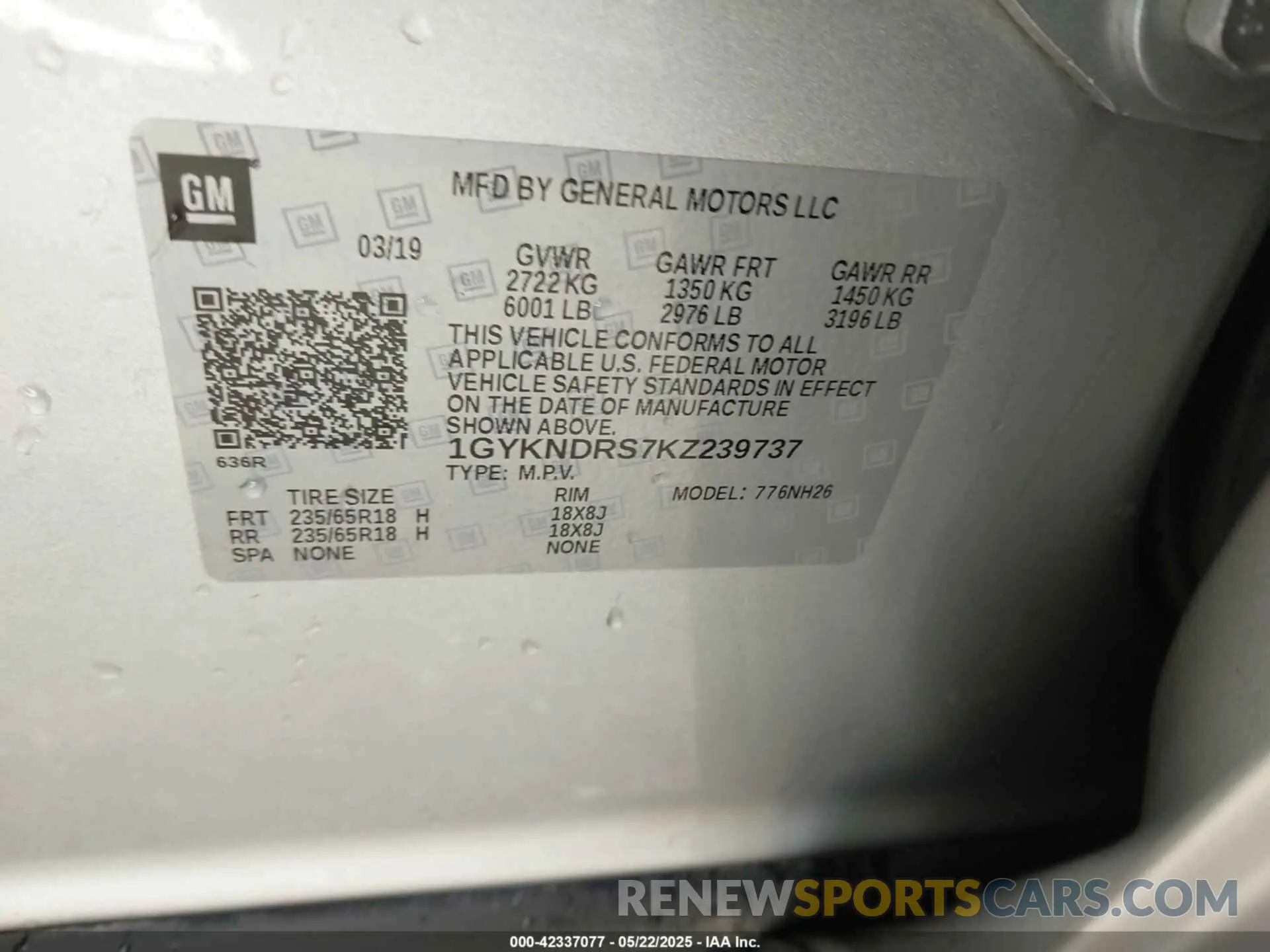 9 Photograph of a damaged car 1GYKNDRS7KZ239737 CADILLAC XT5 2019