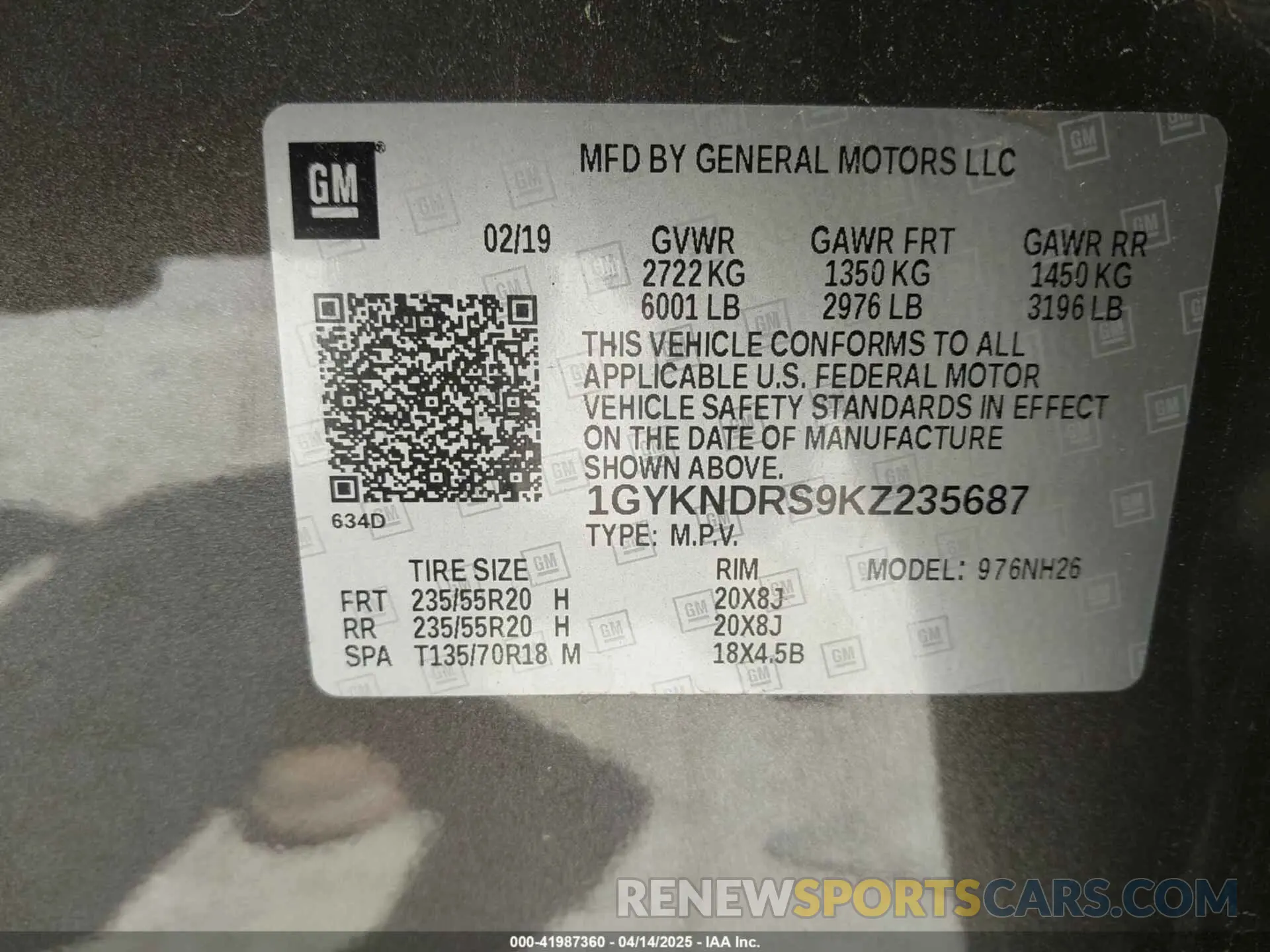 9 Photograph of a damaged car 1GYKNDRS9KZ235687 CADILLAC XT5 2019