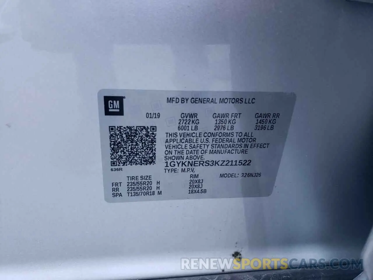 13 Photograph of a damaged car 1GYKNERS3KZ211522 CADILLAC XT5 2019