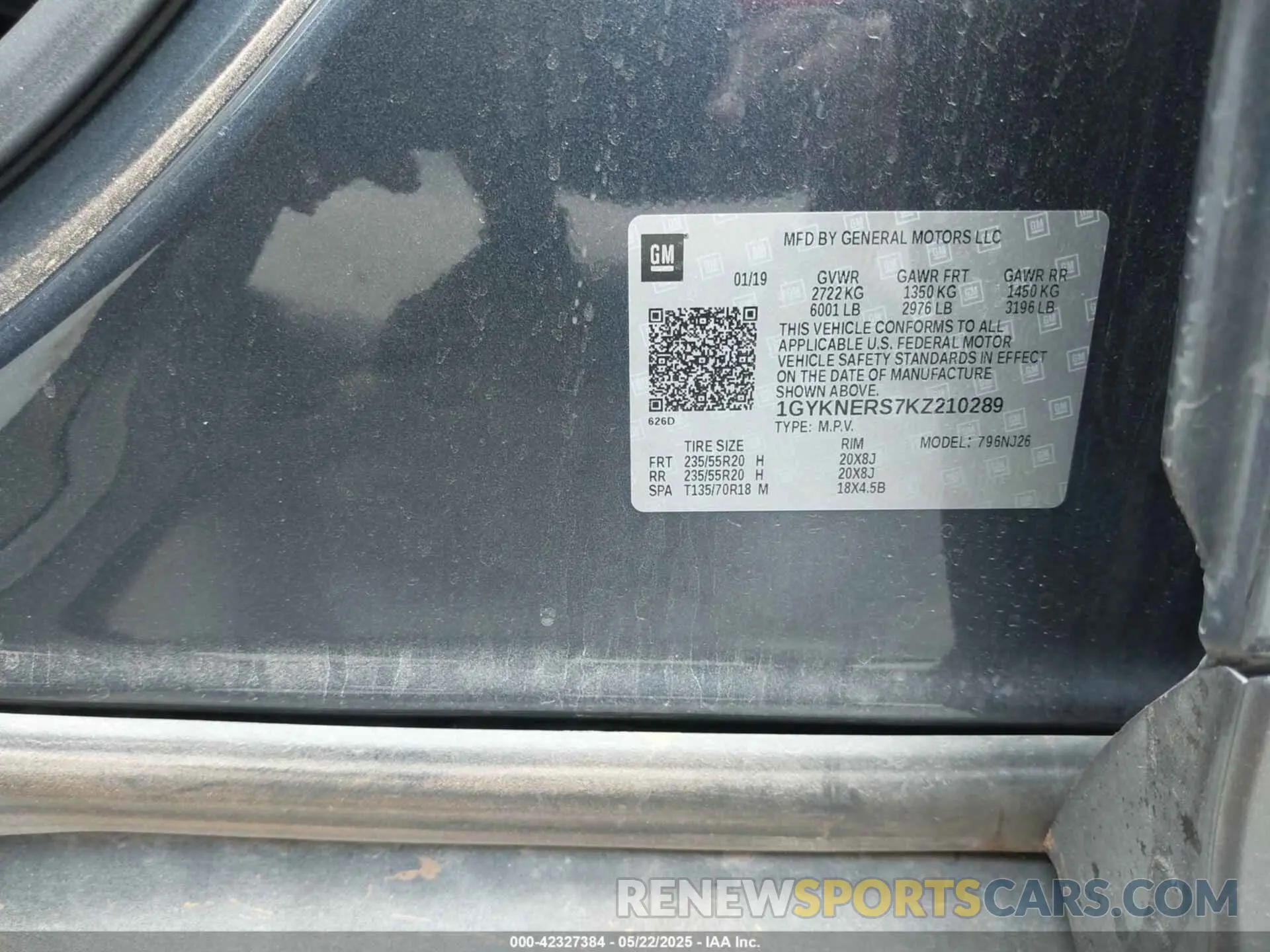 9 Photograph of a damaged car 1GYKNERS7KZ210289 CADILLAC XT5 2019