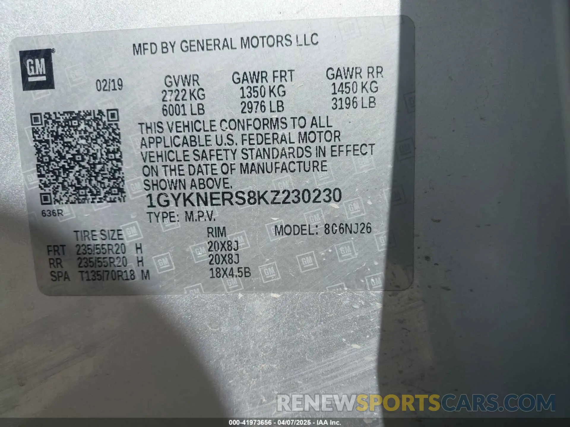 9 Photograph of a damaged car 1GYKNERS8KZ230230 CADILLAC XT5 2019
