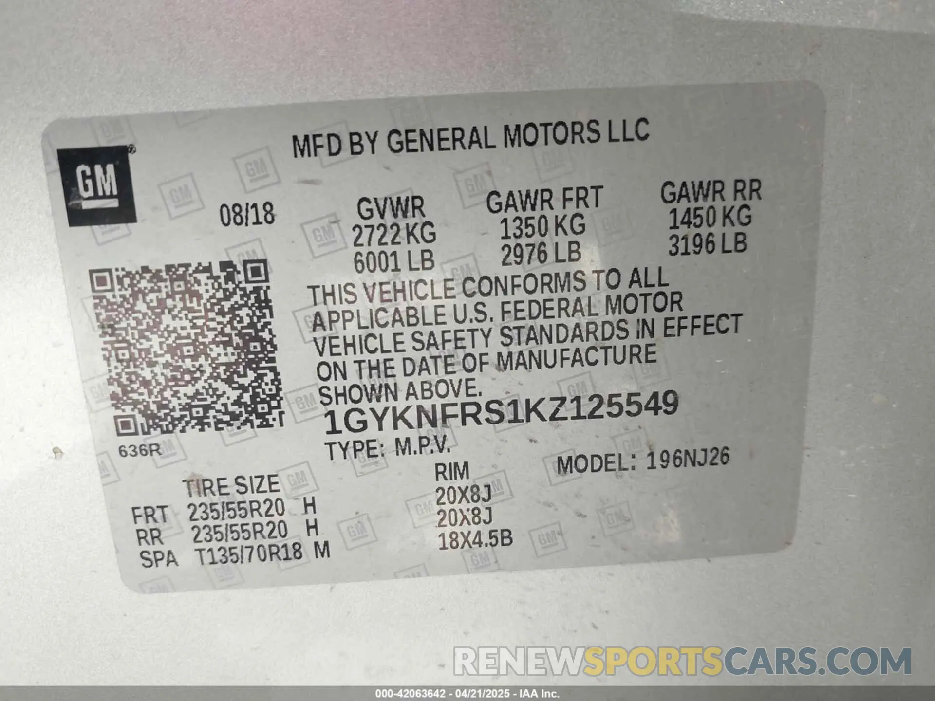9 Photograph of a damaged car 1GYKNFRS1KZ125549 CADILLAC XT5 2019