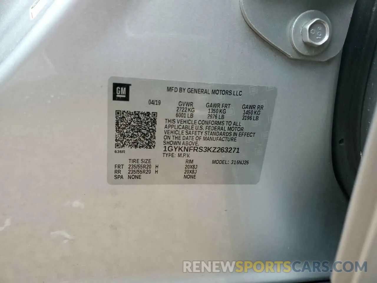 13 Photograph of a damaged car 1GYKNFRS3KZ263271 CADILLAC XT5 2019