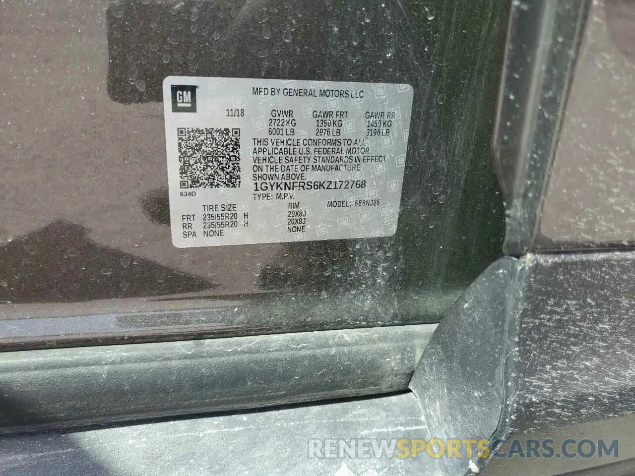 15 Photograph of a damaged car 1GYKNFRS6KZ172768 CADILLAC XT5 2019