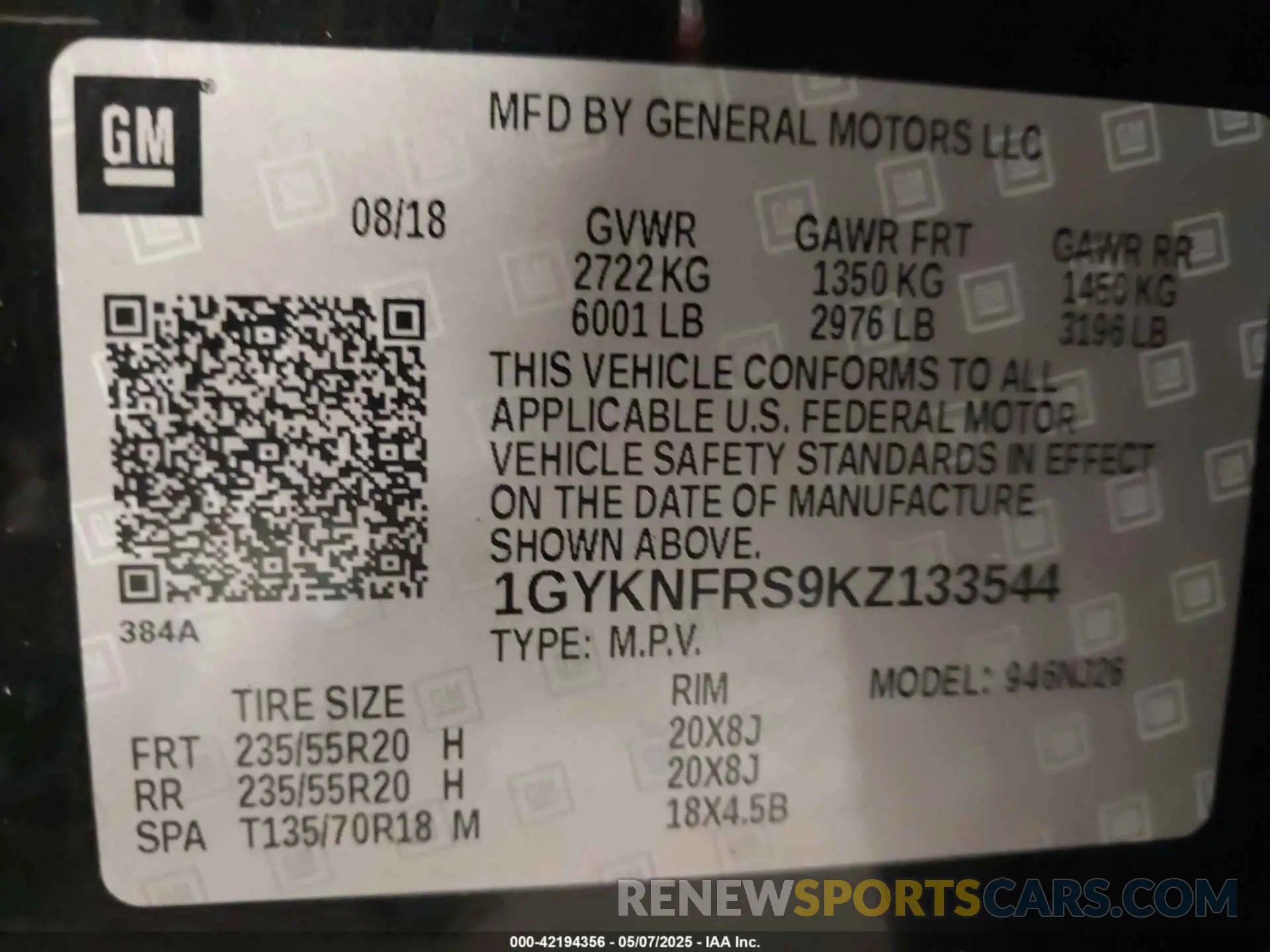9 Photograph of a damaged car 1GYKNFRS9KZ133544 CADILLAC XT5 2019