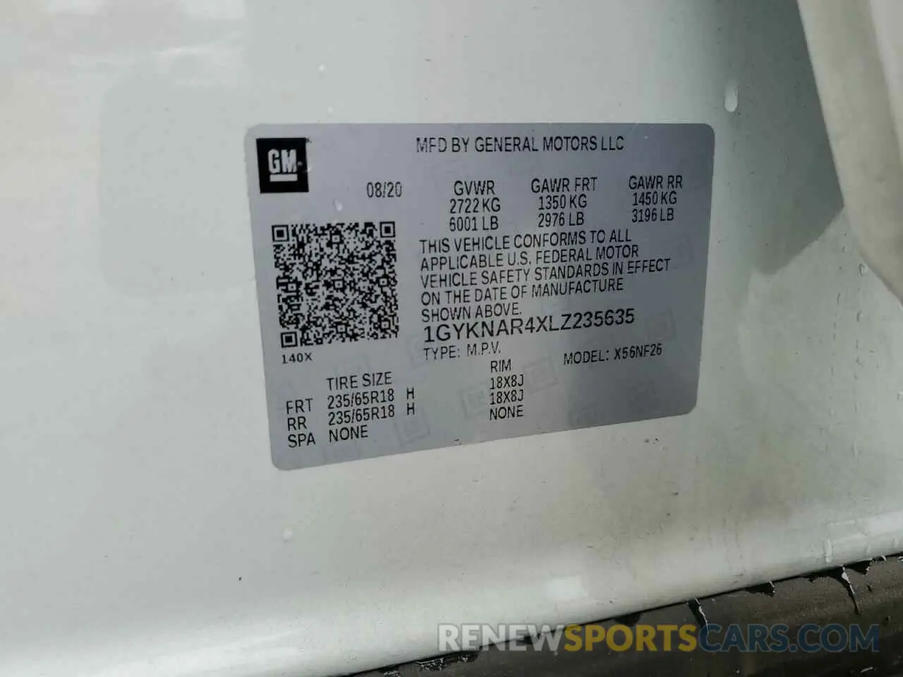 13 Photograph of a damaged car 1GYKNAR4XLZ235635 CADILLAC XT5 2020