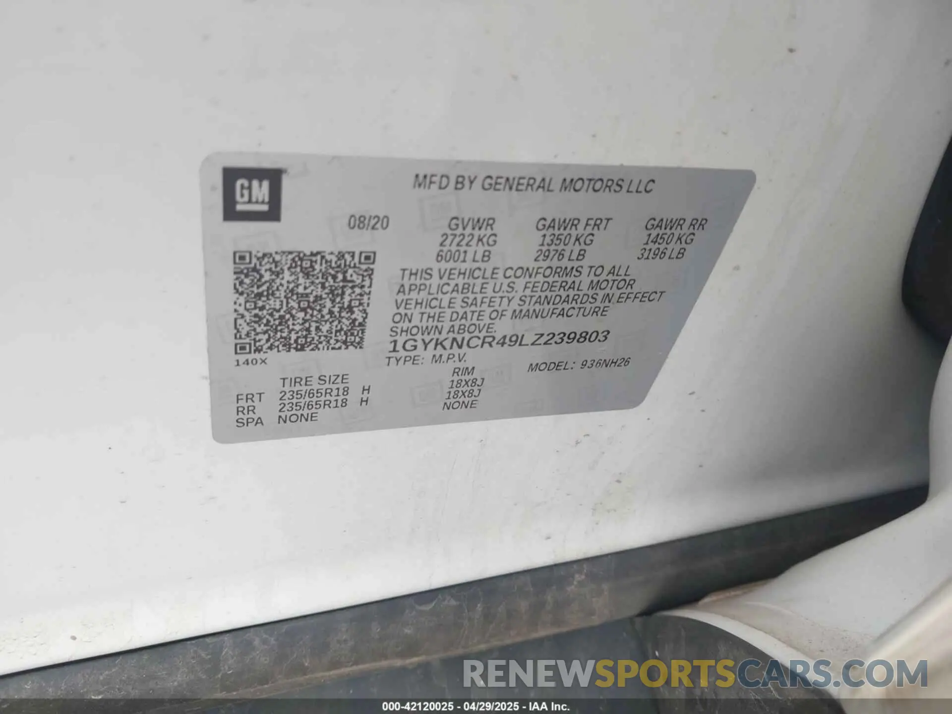 9 Photograph of a damaged car 1GYKNCR49LZ239803 CADILLAC XT5 2020