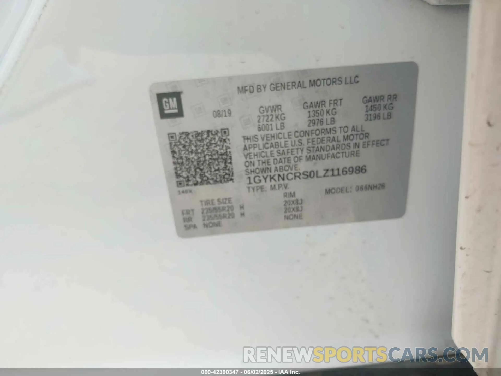 9 Photograph of a damaged car 1GYKNCRS0LZ116986 CADILLAC XT5 2020