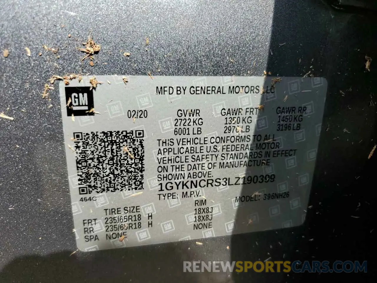 13 Photograph of a damaged car 1GYKNCRS3LZ190399 CADILLAC XT5 2020