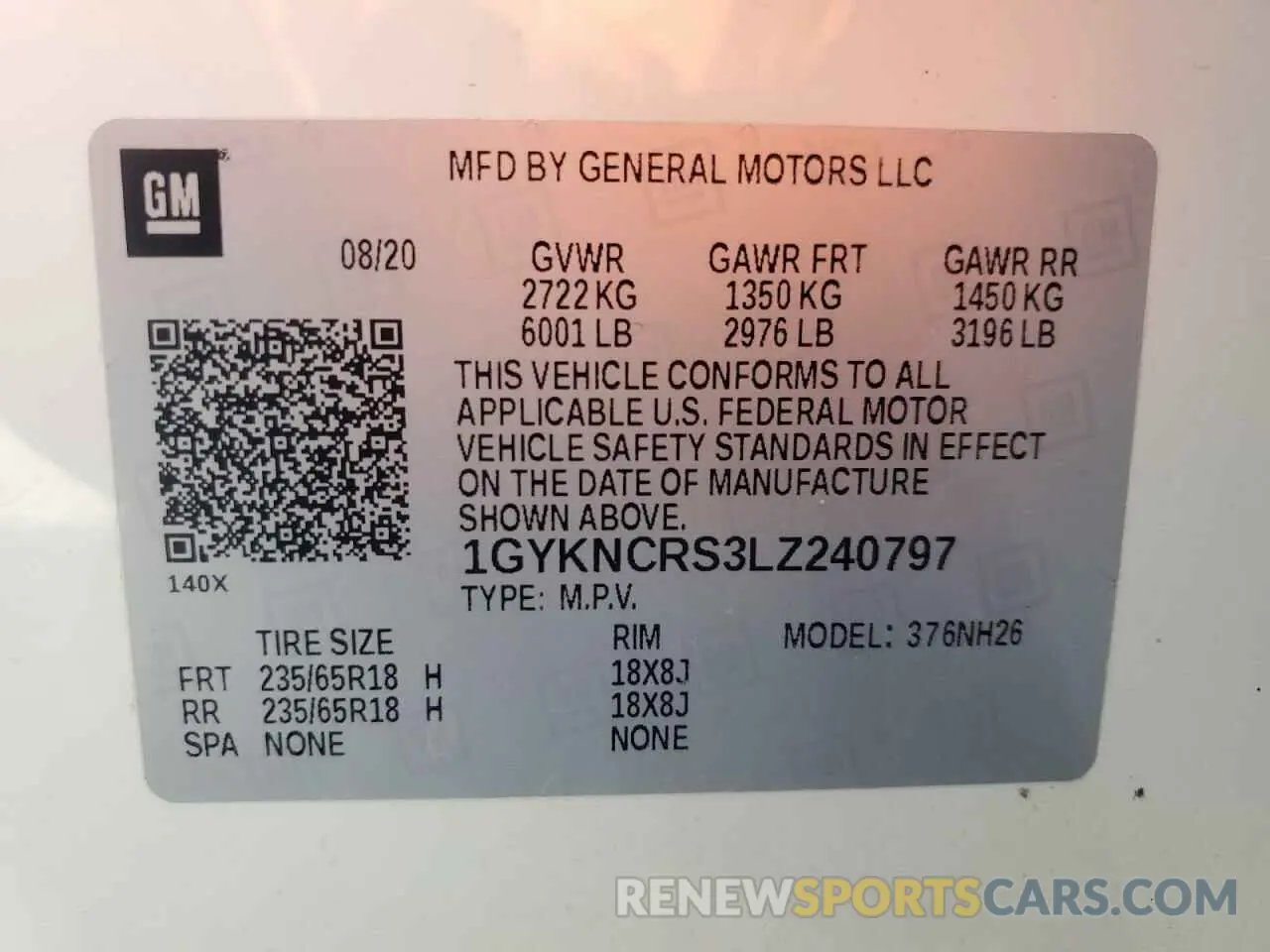 15 Photograph of a damaged car 1GYKNCRS3LZ240797 CADILLAC XT5 2020