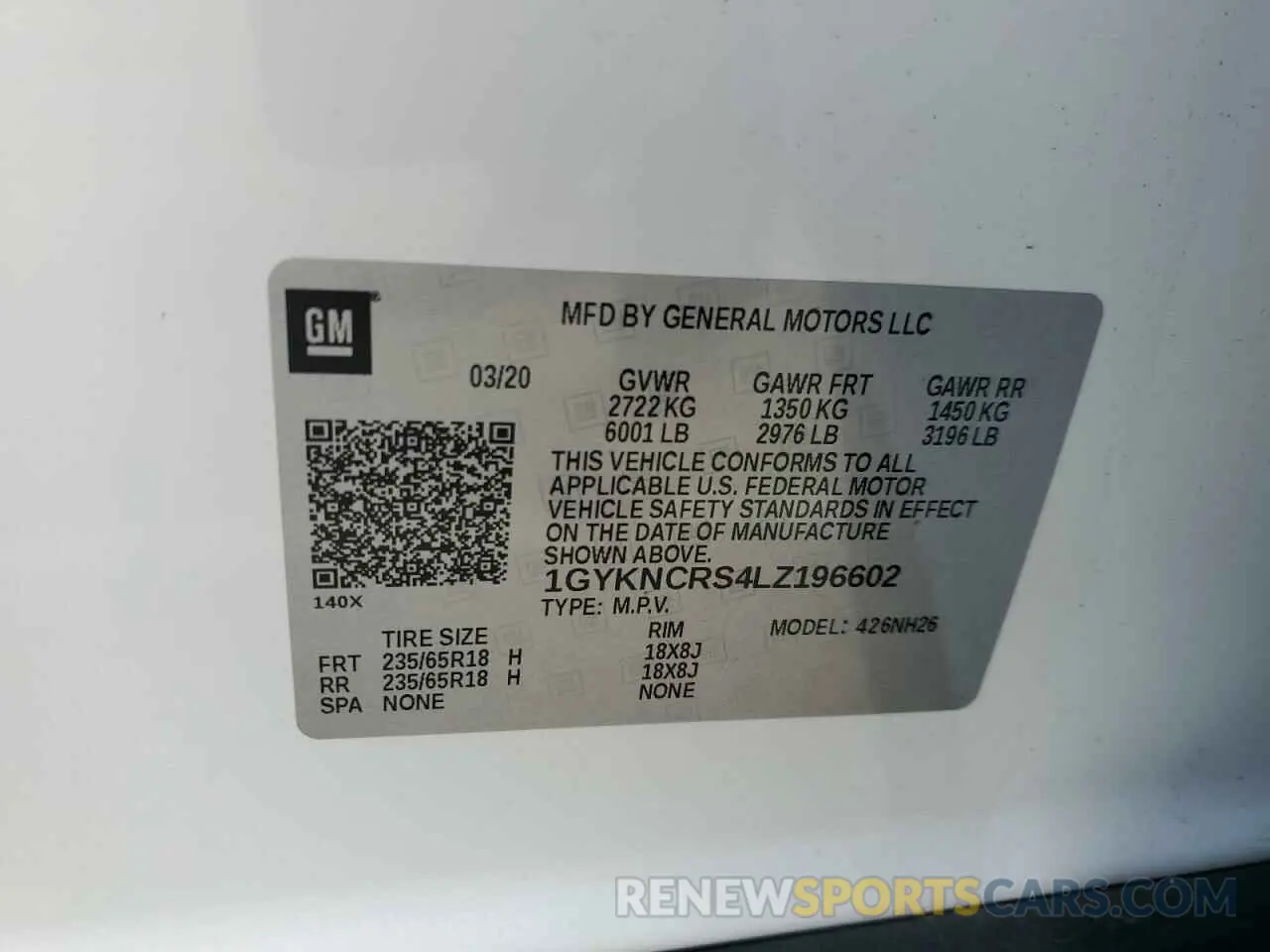 14 Photograph of a damaged car 1GYKNCRS4LZ196602 CADILLAC XT5 2020