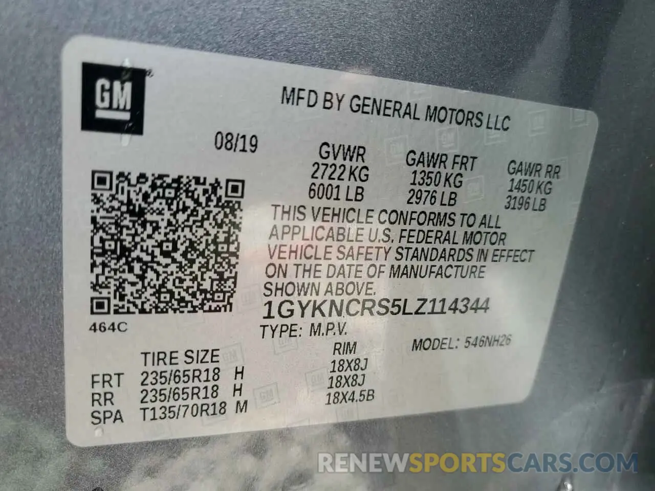 14 Photograph of a damaged car 1GYKNCRS5LZ114344 CADILLAC XT5 2020