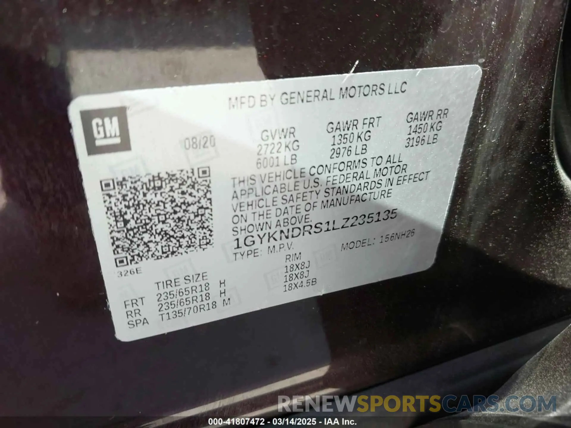 9 Photograph of a damaged car 1GYKNDRS1LZ235135 CADILLAC XT5 2020