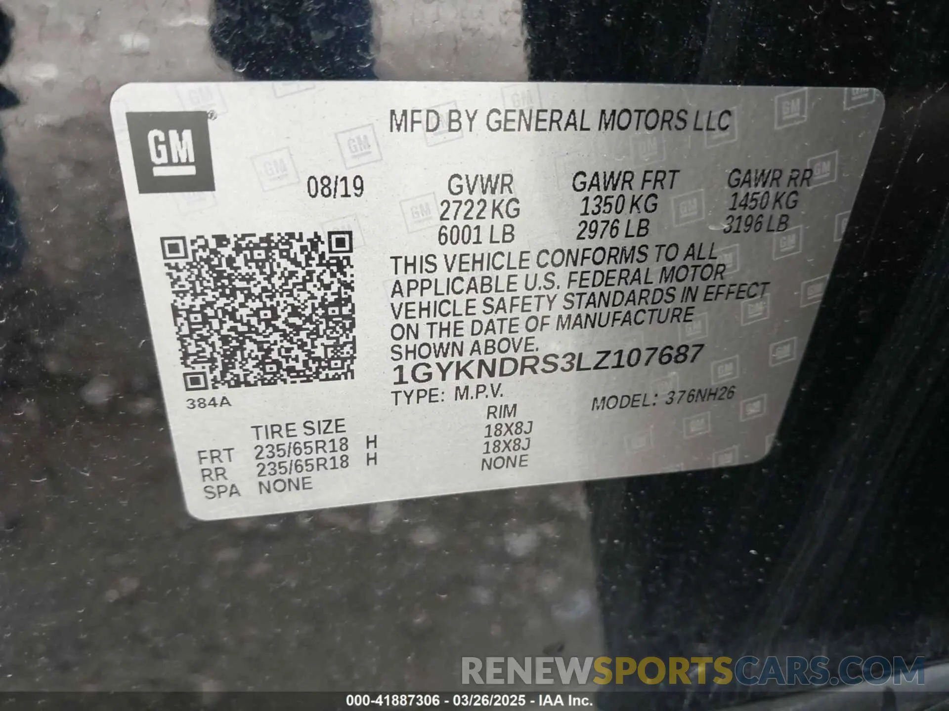9 Photograph of a damaged car 1GYKNDRS3LZ107687 CADILLAC XT5 2020