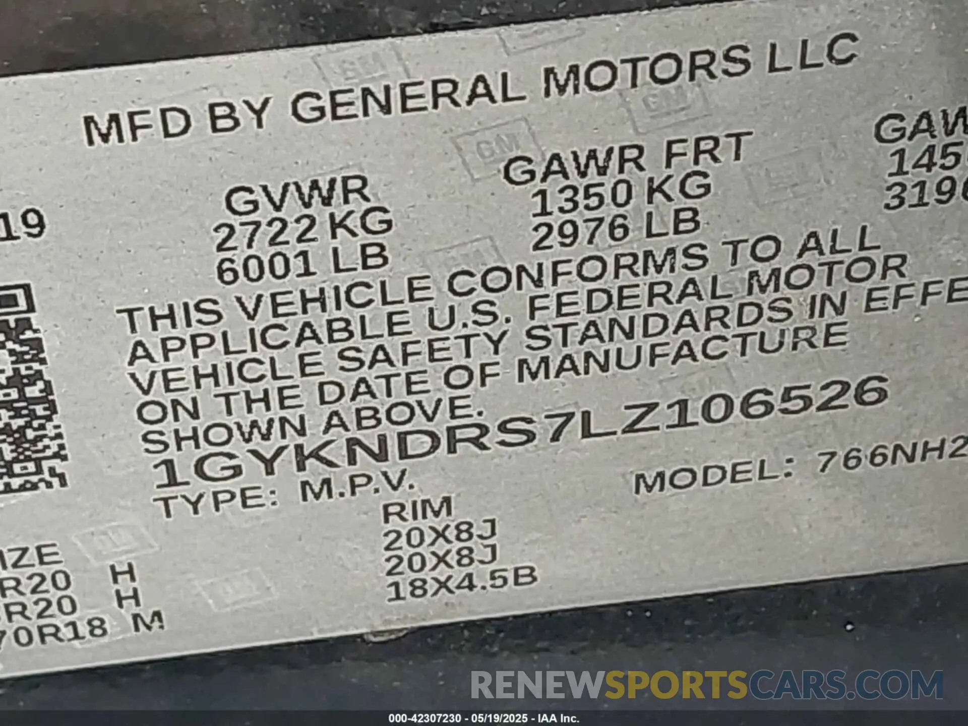 9 Photograph of a damaged car 1GYKNDRS7LZ106526 CADILLAC XT5 2020