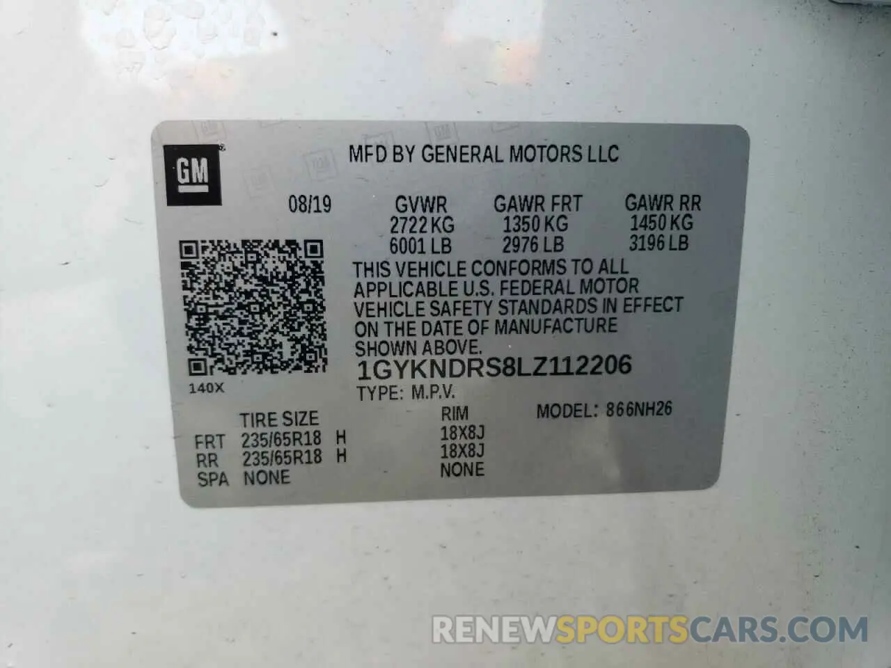 13 Photograph of a damaged car 1GYKNDRS8LZ112206 CADILLAC XT5 2020
