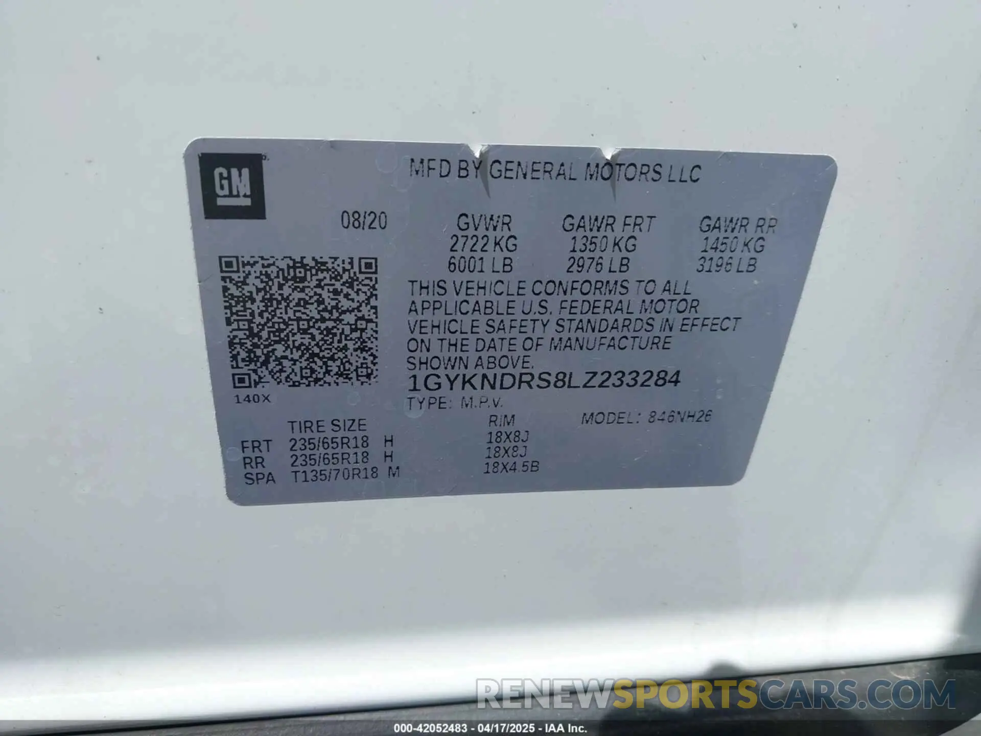 9 Photograph of a damaged car 1GYKNDRS8LZ233284 CADILLAC XT5 2020