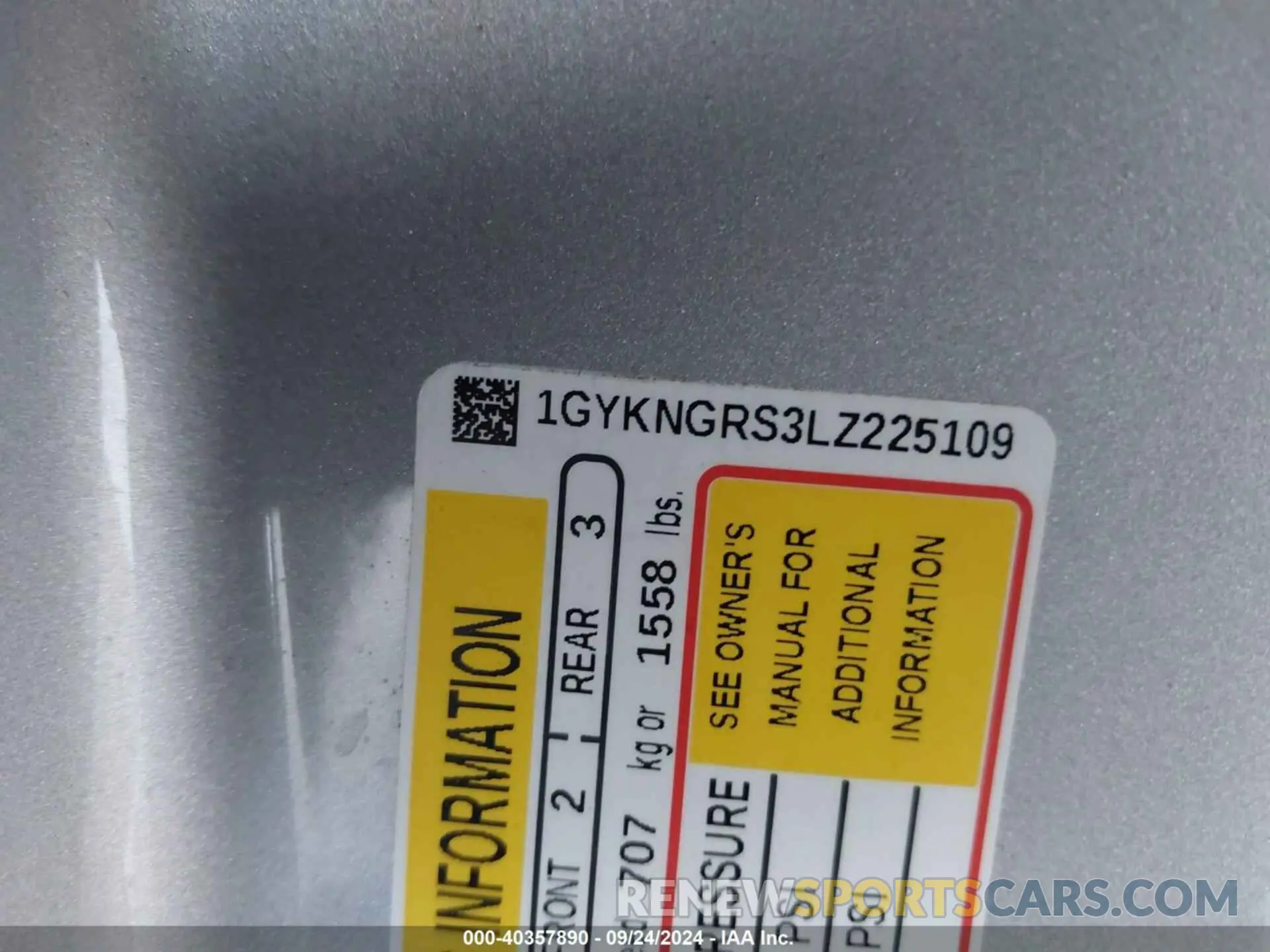 9 Photograph of a damaged car 1GYKNGRS3LZ225109 CADILLAC XT5 2020