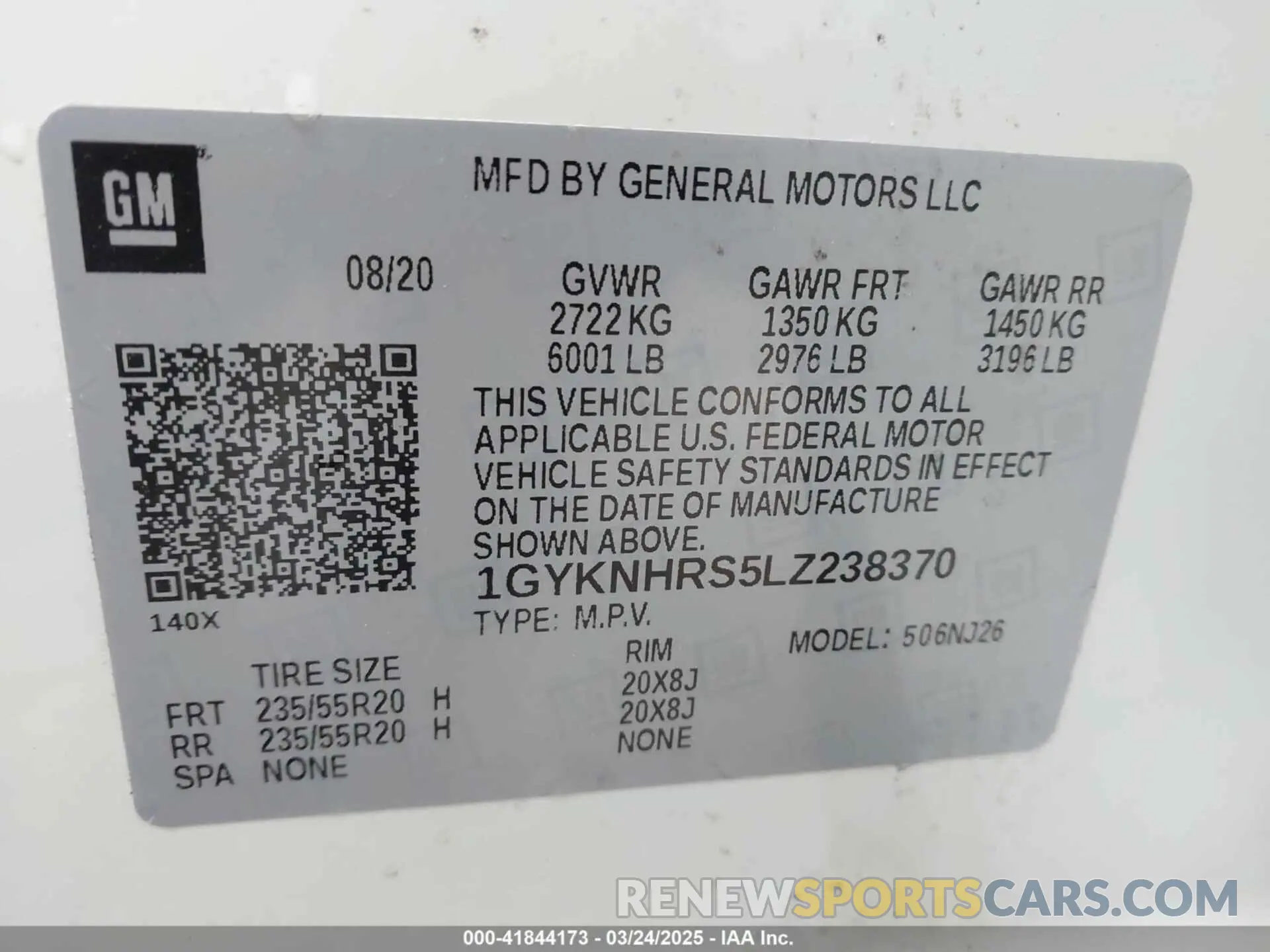 9 Photograph of a damaged car 1GYKNHRS5LZ238370 CADILLAC XT5 2020