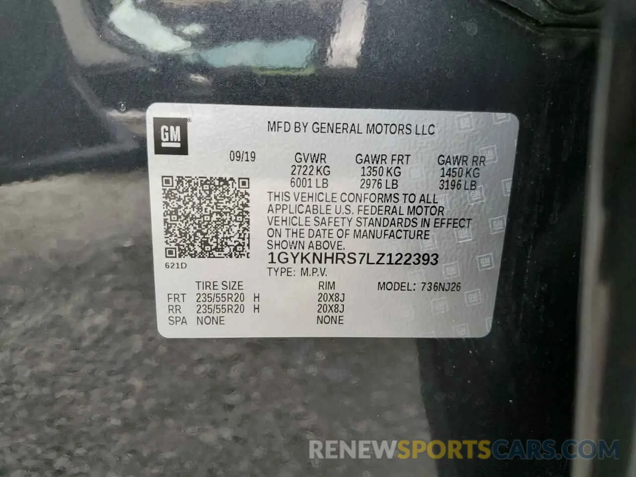 13 Photograph of a damaged car 1GYKNHRS7LZ122393 CADILLAC XT5 2020