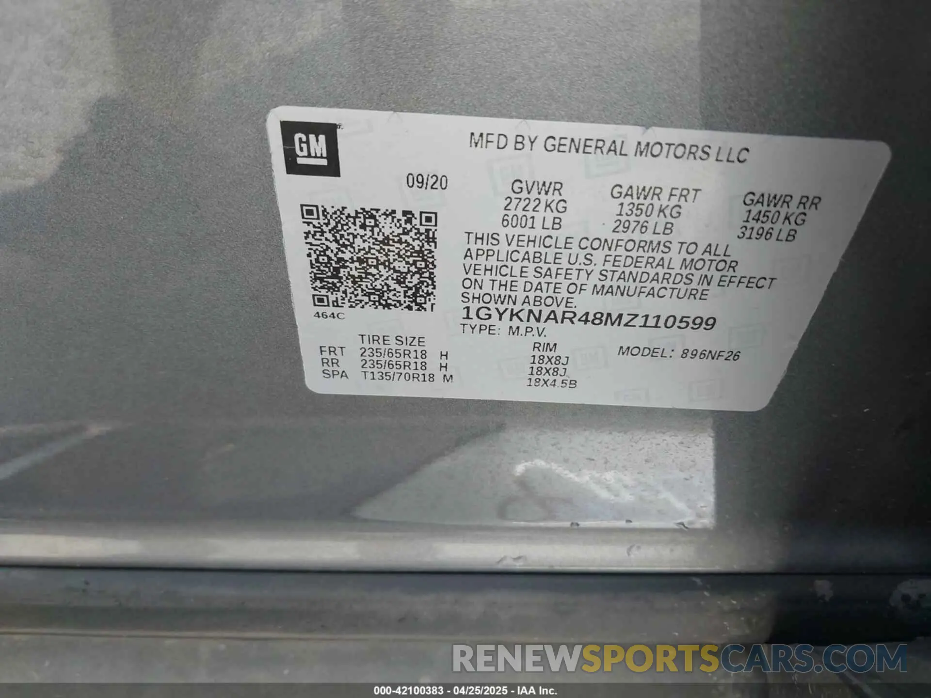 9 Photograph of a damaged car 1GYKNAR48MZ110599 CADILLAC XT5 2021