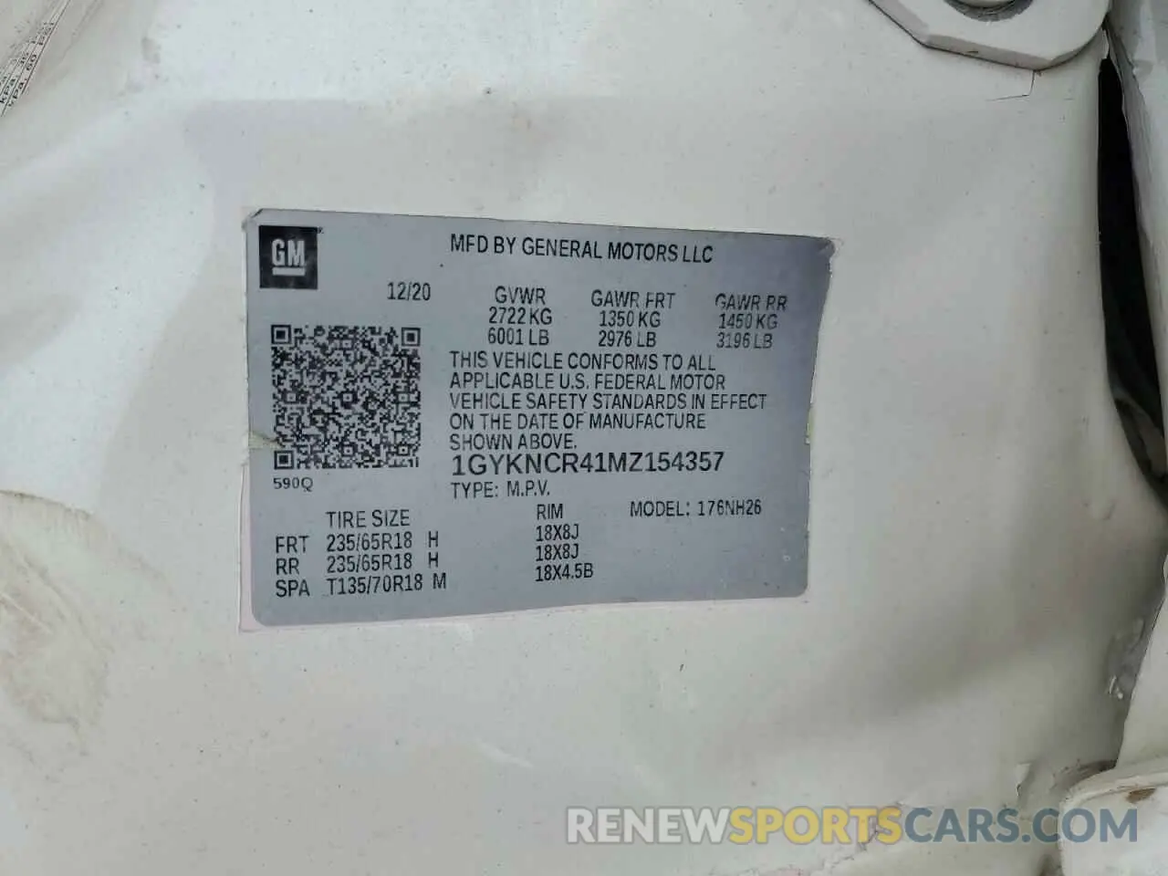 14 Photograph of a damaged car 1GYKNCR41MZ154357 CADILLAC XT5 2021