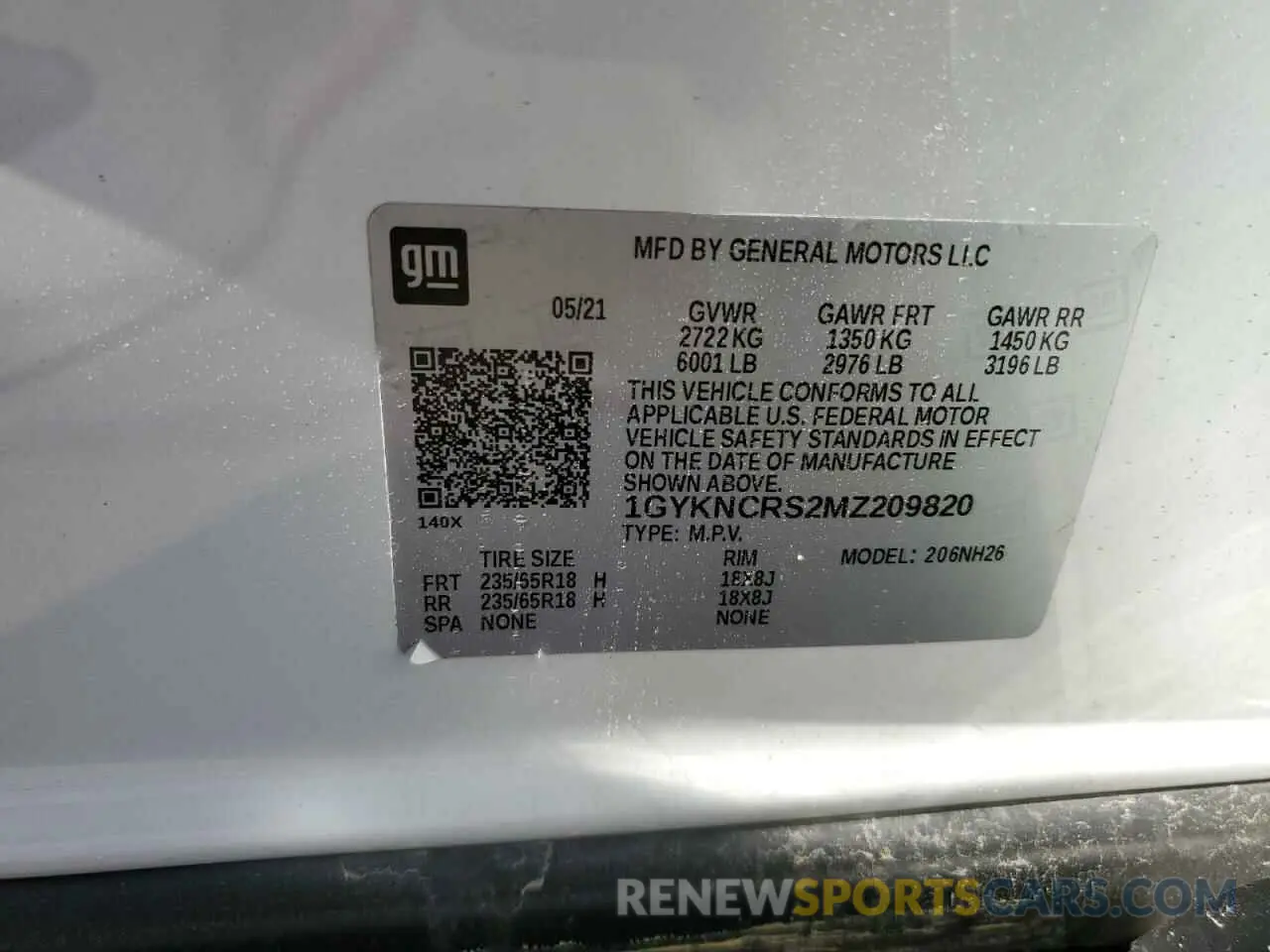 12 Photograph of a damaged car 1GYKNCRS2MZ209820 CADILLAC XT5 2021