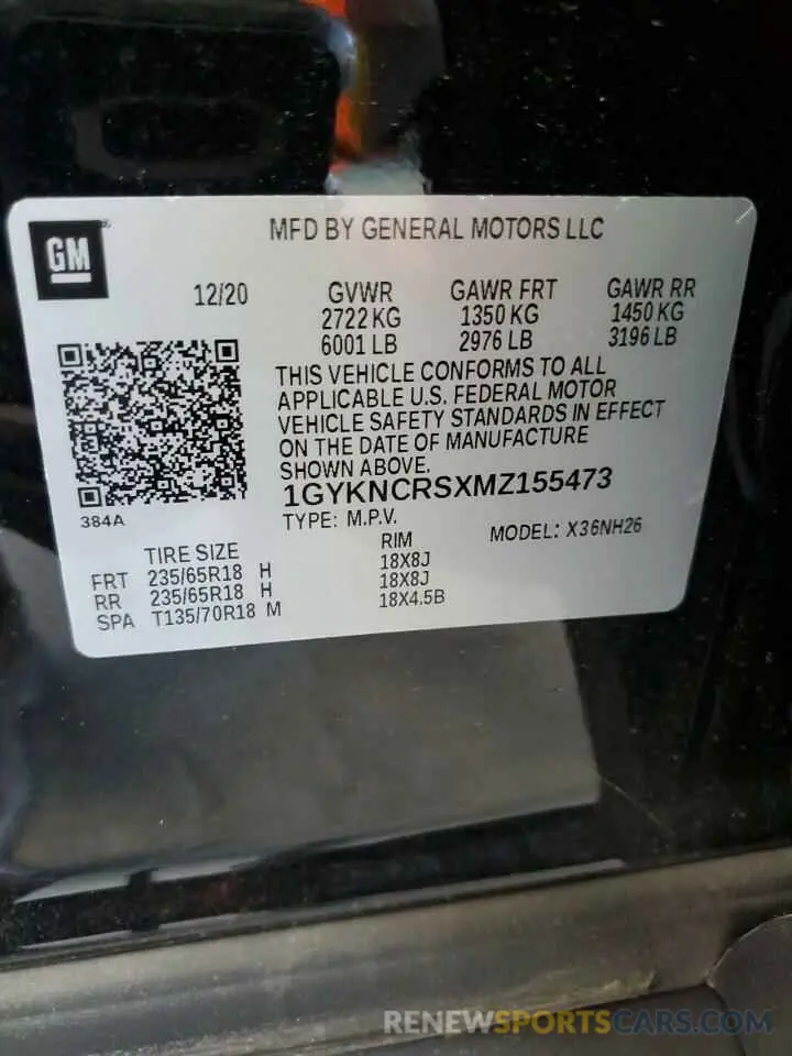 13 Photograph of a damaged car 1GYKNCRSXMZ155473 CADILLAC XT5 2021