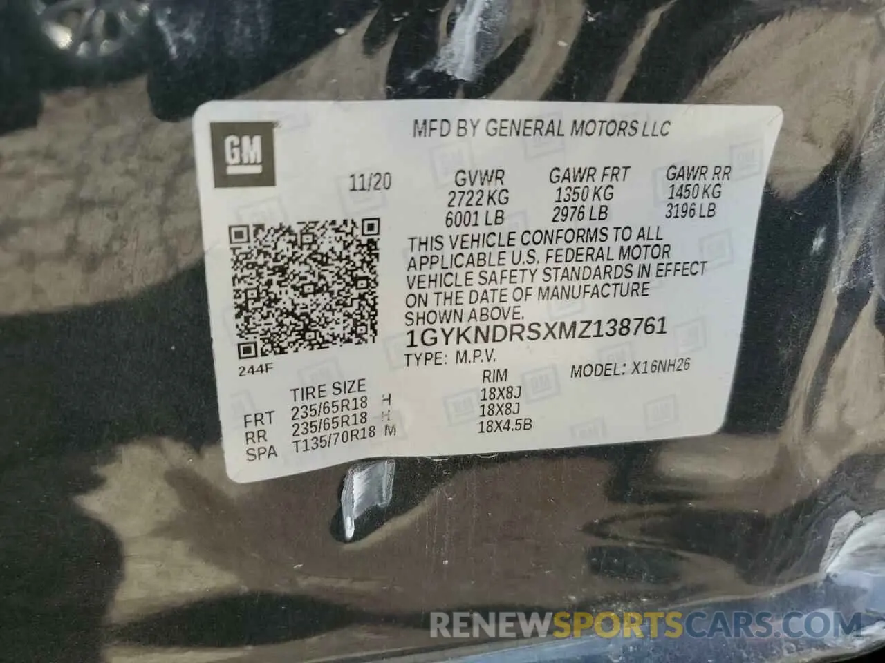 13 Photograph of a damaged car 1GYKNDRSXMZ138761 CADILLAC XT5 2021