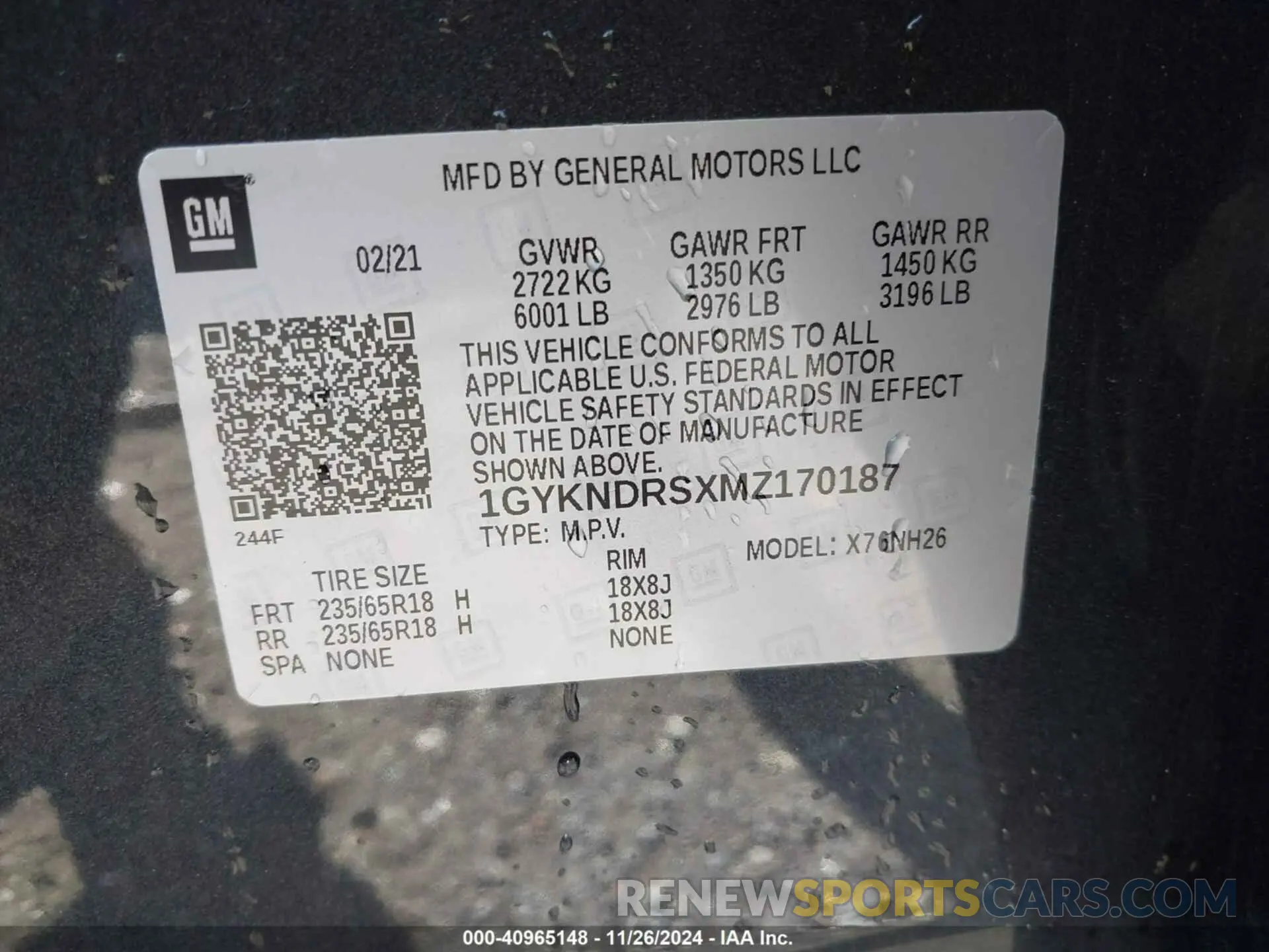 9 Photograph of a damaged car 1GYKNDRSXMZ170187 CADILLAC XT5 2021