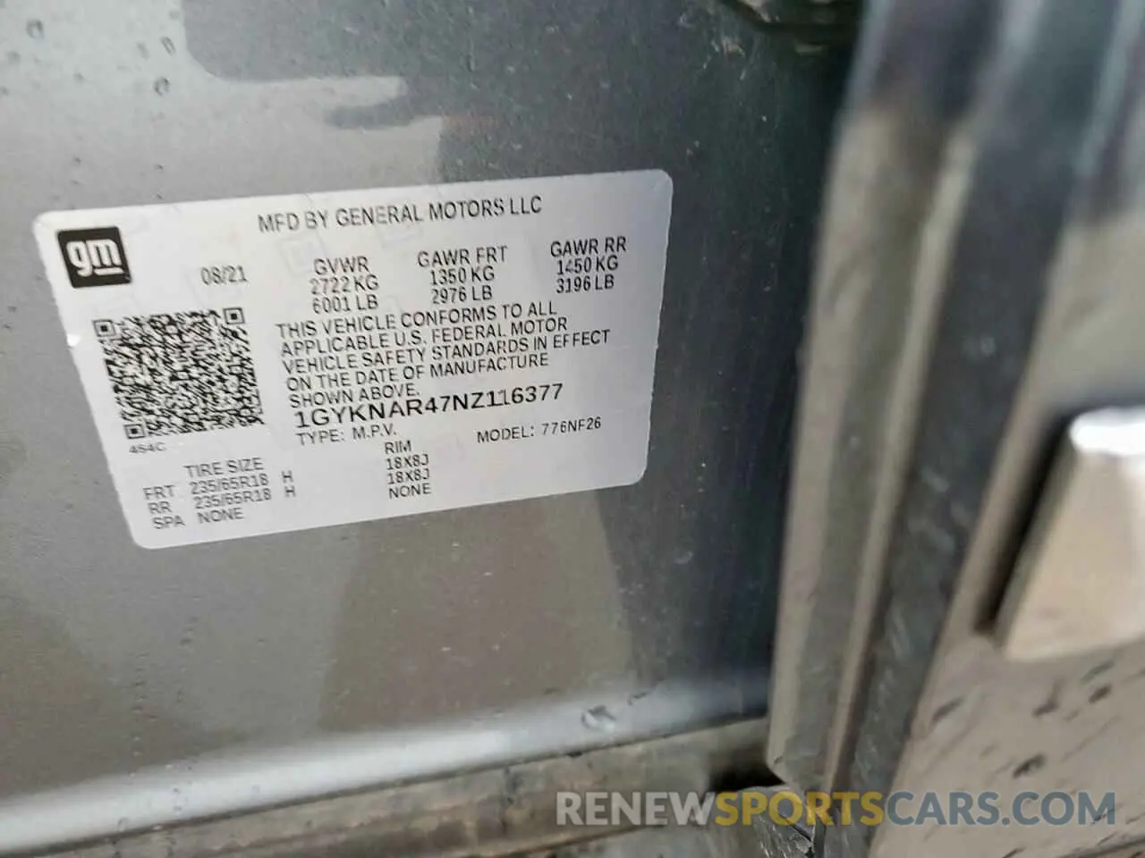 13 Photograph of a damaged car 1GYKNAR47NZ116377 CADILLAC XT5 2022