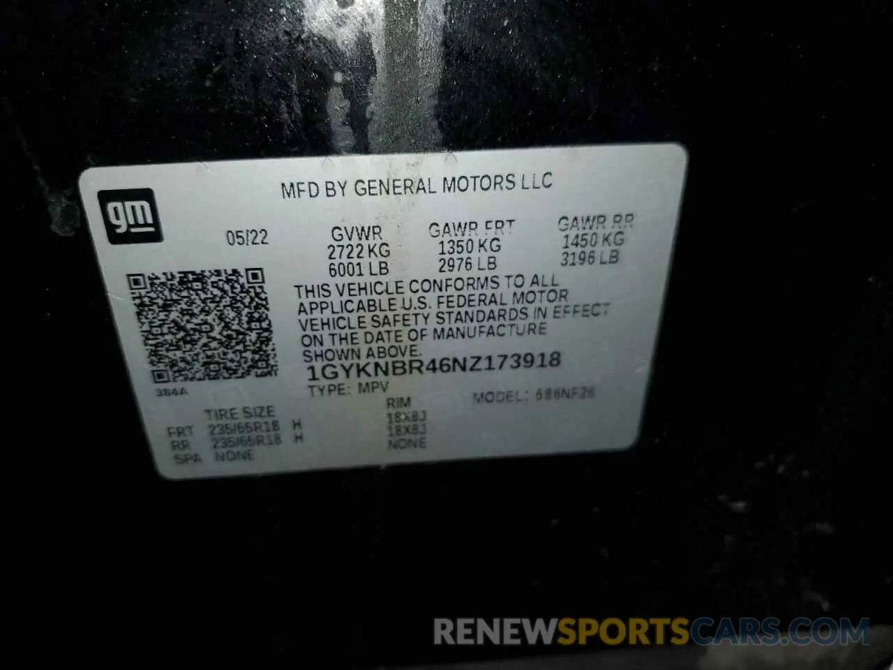 13 Photograph of a damaged car 1GYKNBR46NZ173918 CADILLAC XT5 2022