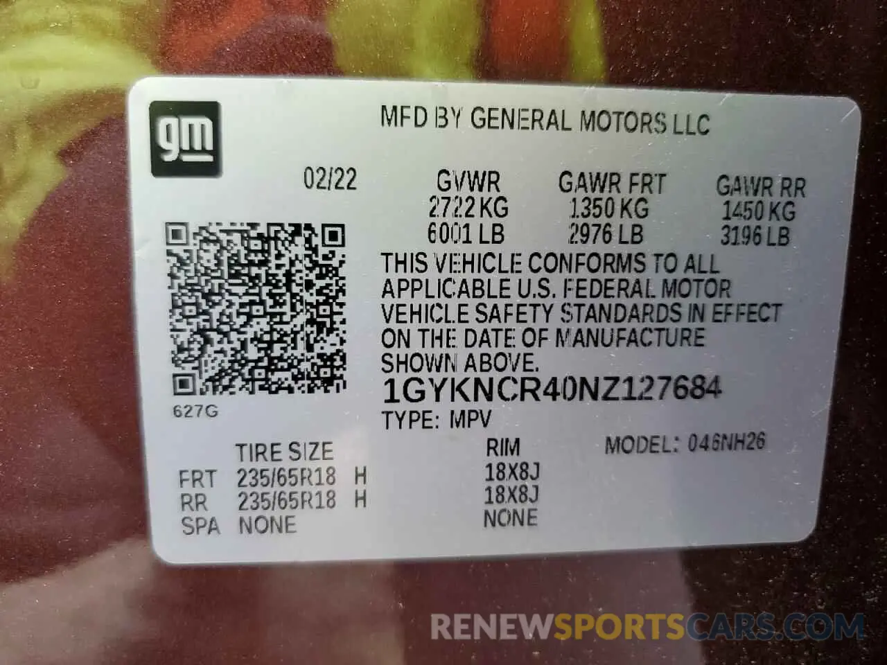 14 Photograph of a damaged car 1GYKNCR40NZ127684 CADILLAC XT5 2022