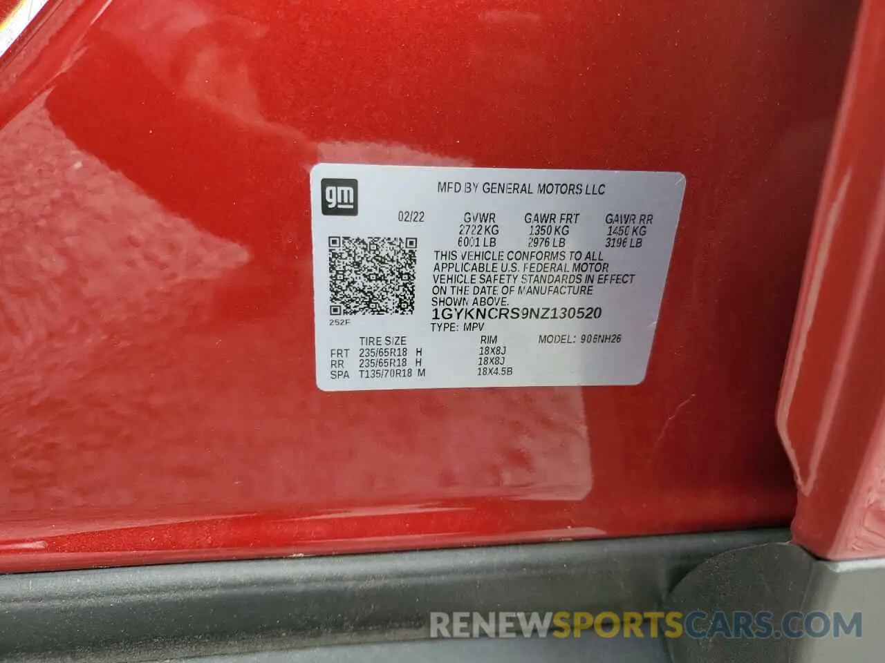 14 Photograph of a damaged car 1GYKNCRS9NZ130520 CADILLAC XT5 2022