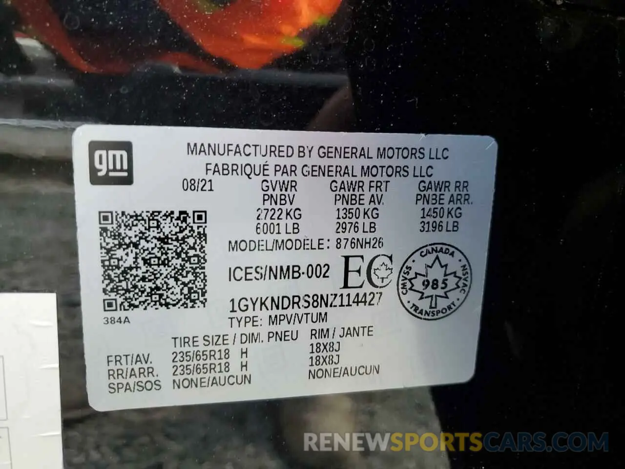 13 Photograph of a damaged car 1GYKNDRS8NZ114427 CADILLAC XT5 2022