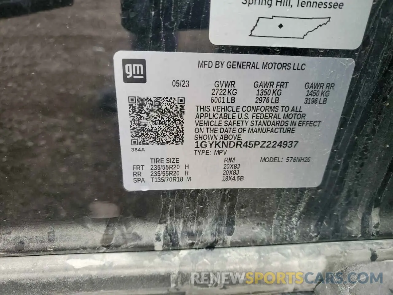 13 Photograph of a damaged car 1GYKNDR45PZ224937 CADILLAC XT5 2023