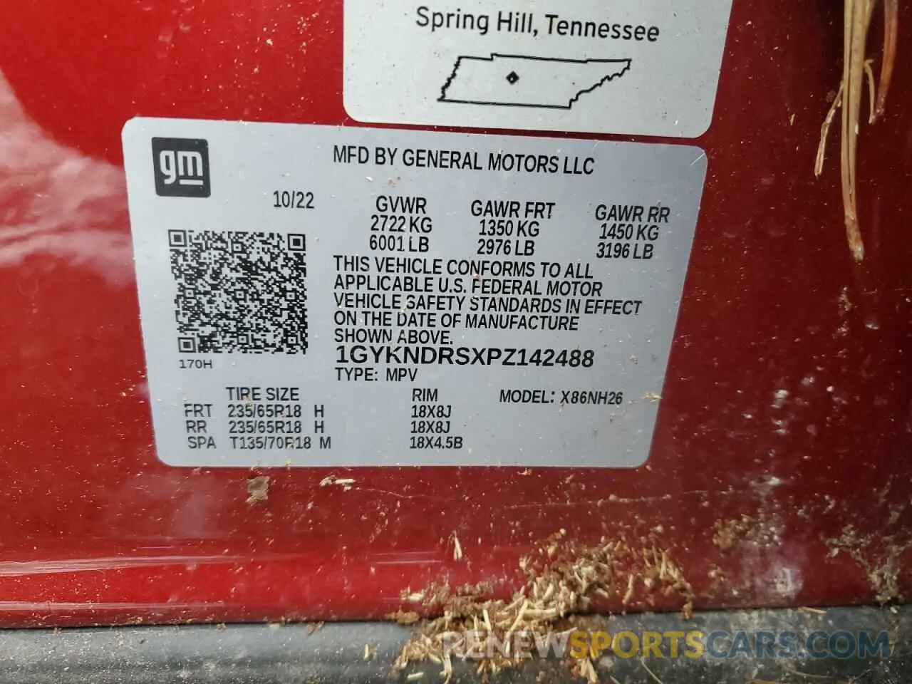 13 Photograph of a damaged car 1GYKNDRSXPZ142488 CADILLAC XT5 2023