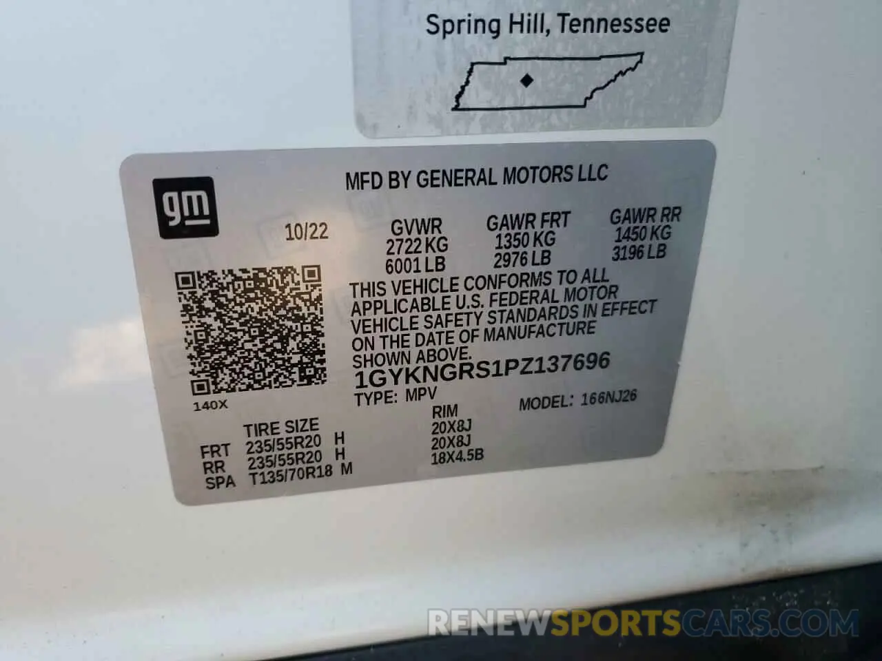 13 Photograph of a damaged car 1GYKNGRS1PZ137696 CADILLAC XT5 2023