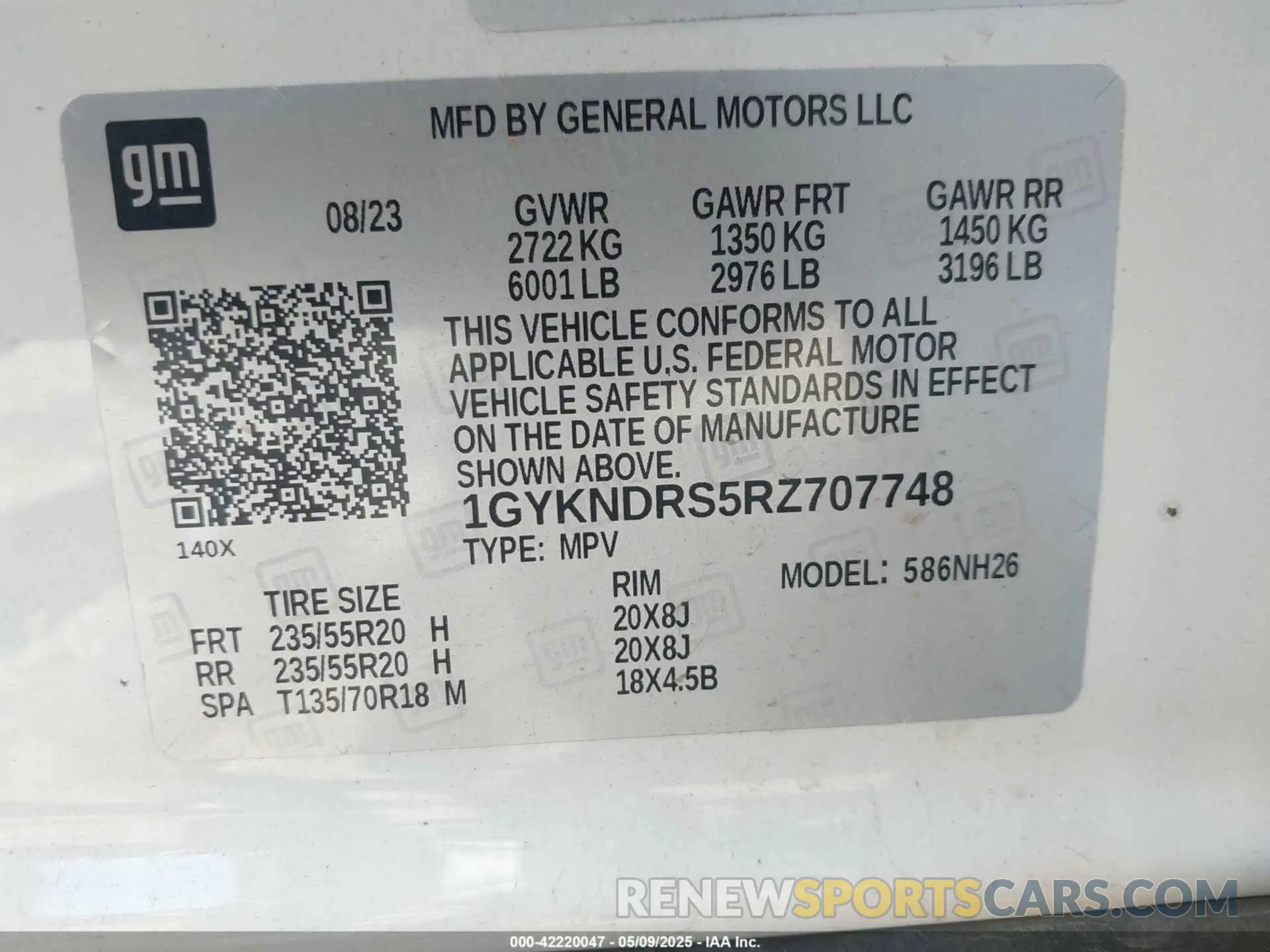 9 Photograph of a damaged car 1GYKNDRS5RZ707748 CADILLAC XT5 2024