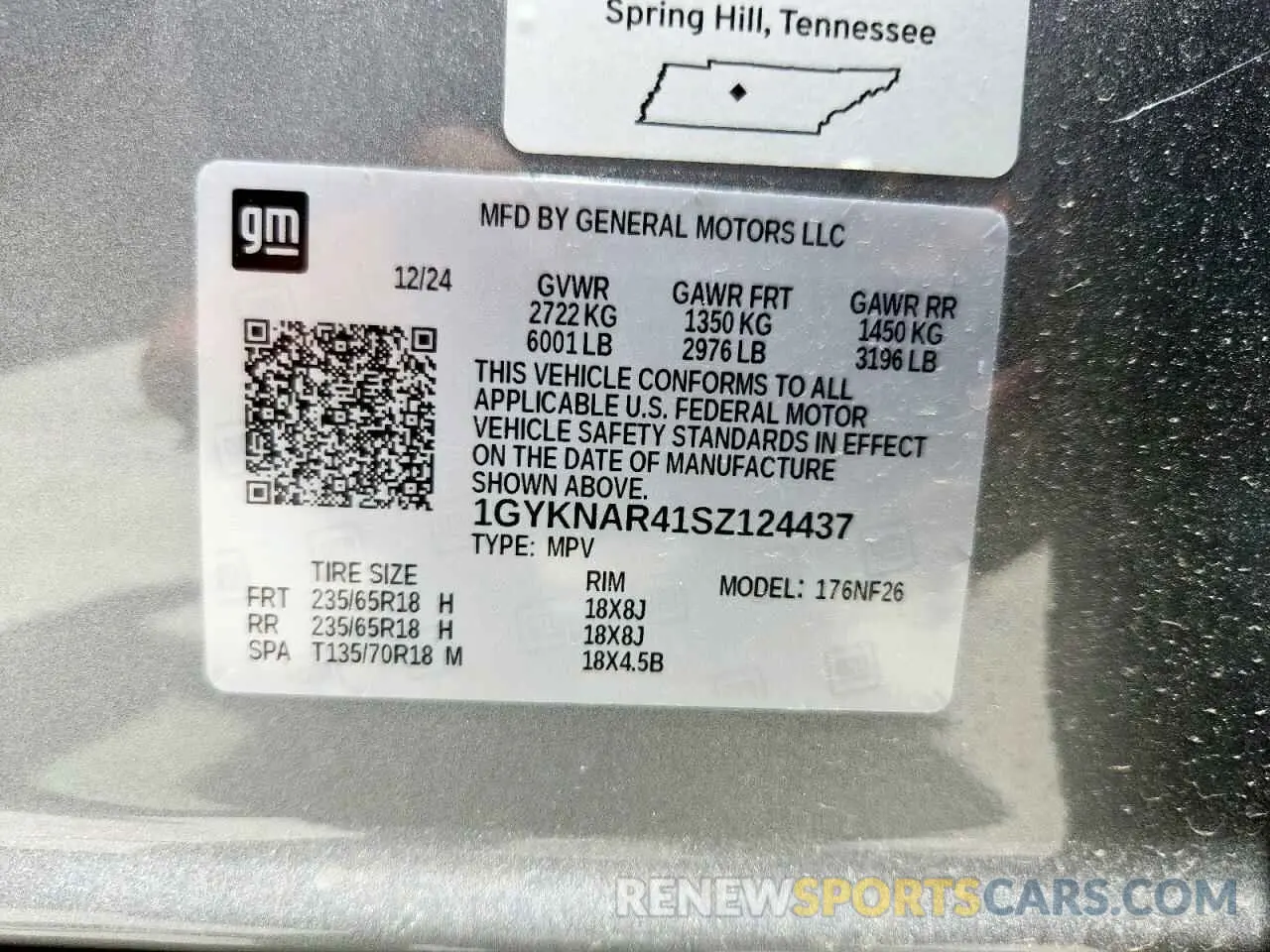 13 Photograph of a damaged car 1GYKNAR41SZ124437 CADILLAC XT5 2025