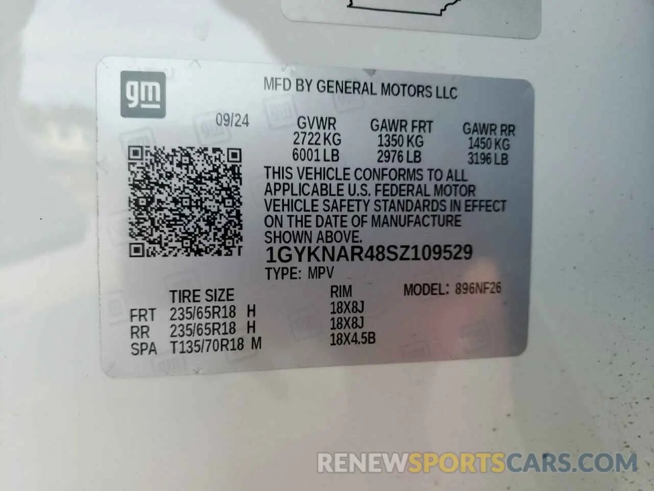 14 Photograph of a damaged car 1GYKNAR48SZ109529 CADILLAC XT5 2025