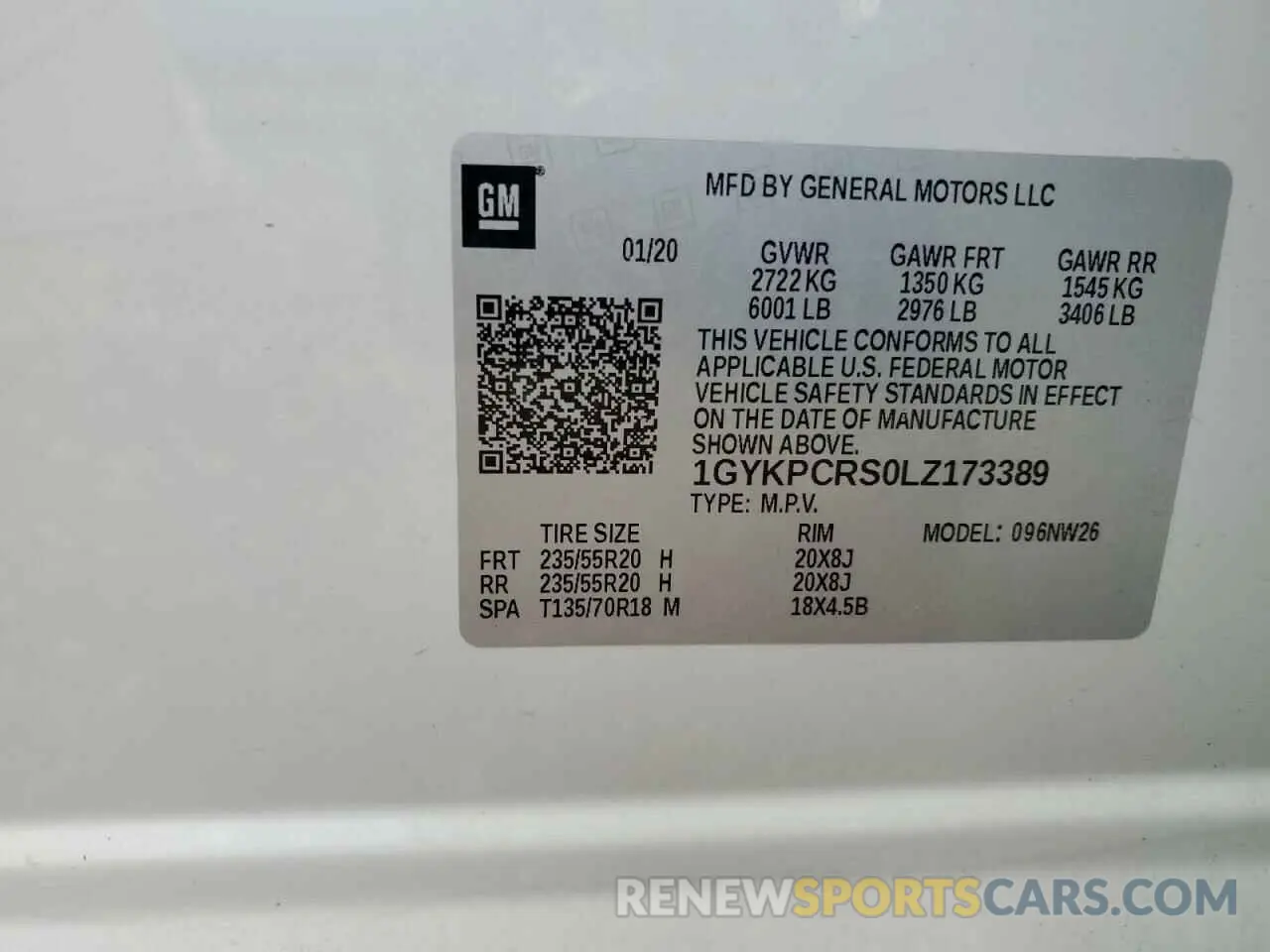 14 Photograph of a damaged car 1GYKPCRS0LZ173389 CADILLAC XT6 2020