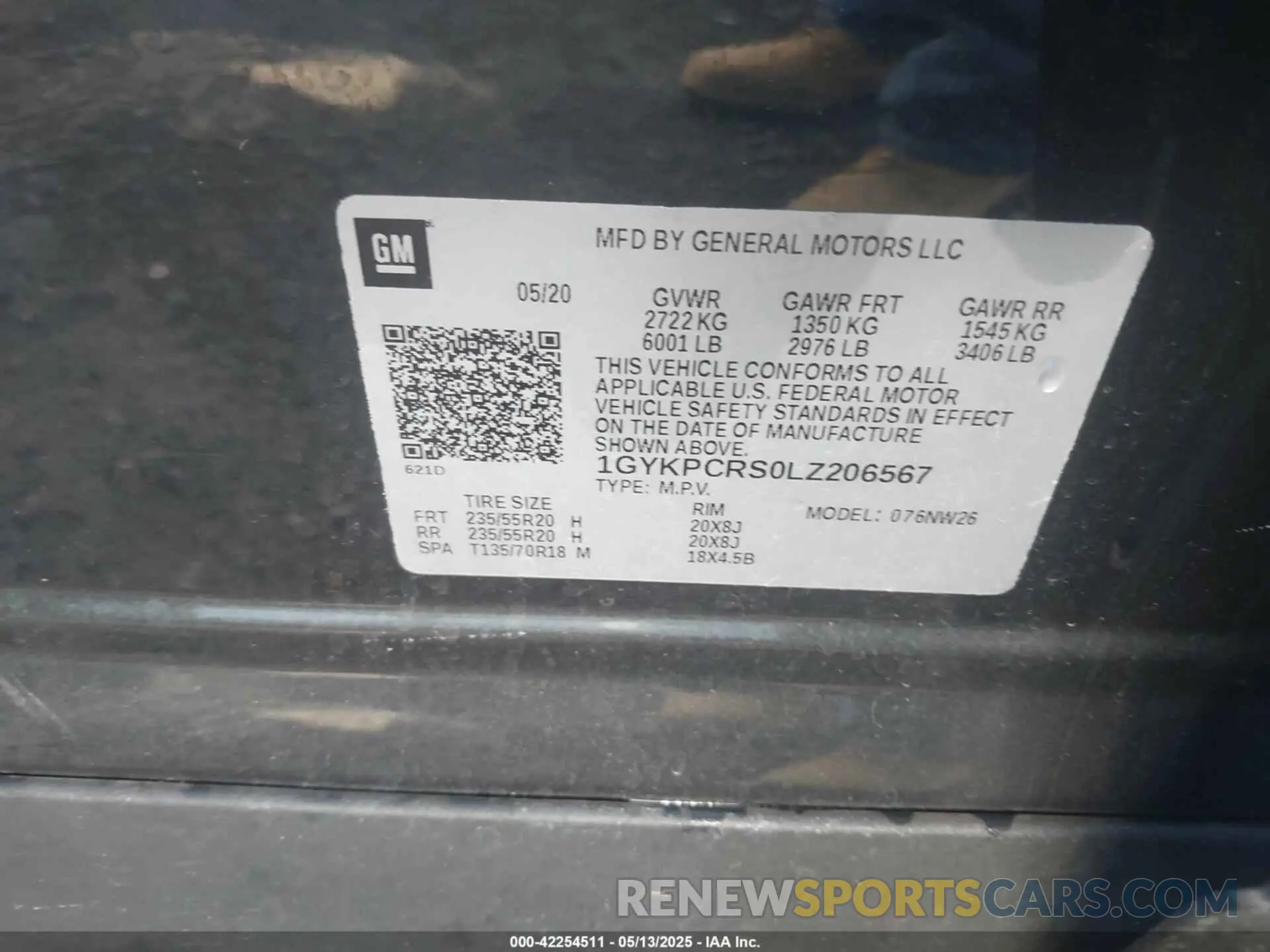 9 Photograph of a damaged car 1GYKPCRS0LZ206567 CADILLAC XT6 2020