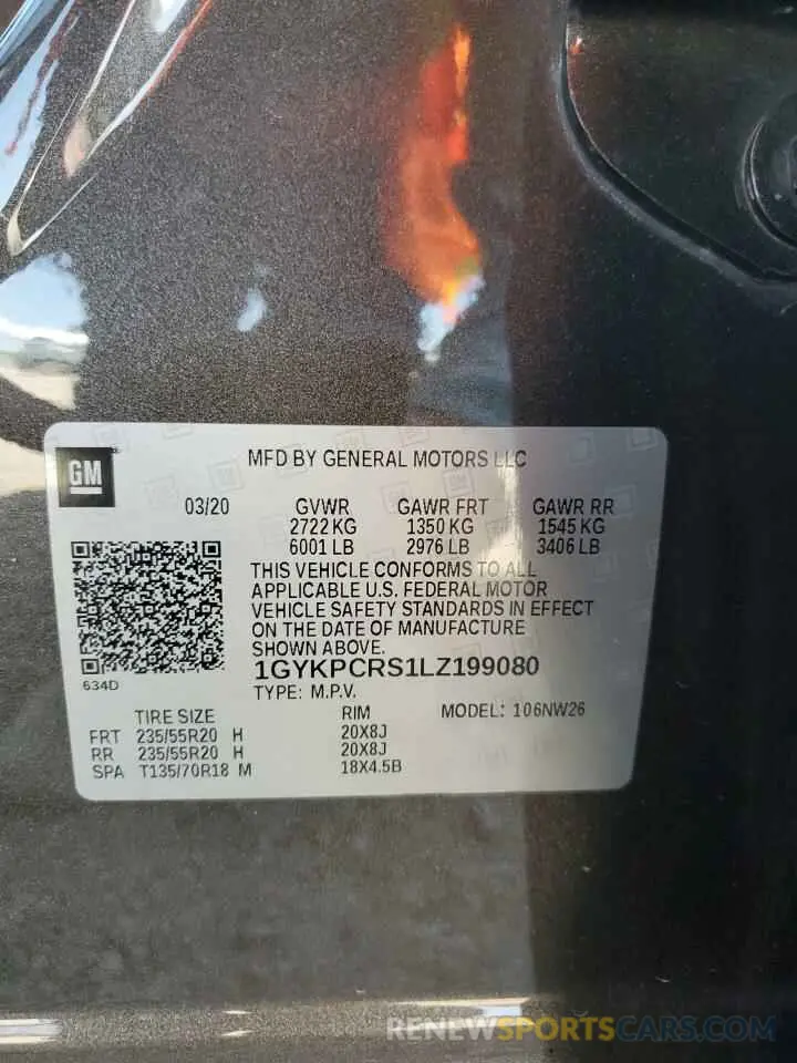 14 Photograph of a damaged car 1GYKPCRS1LZ199080 CADILLAC XT6 2020