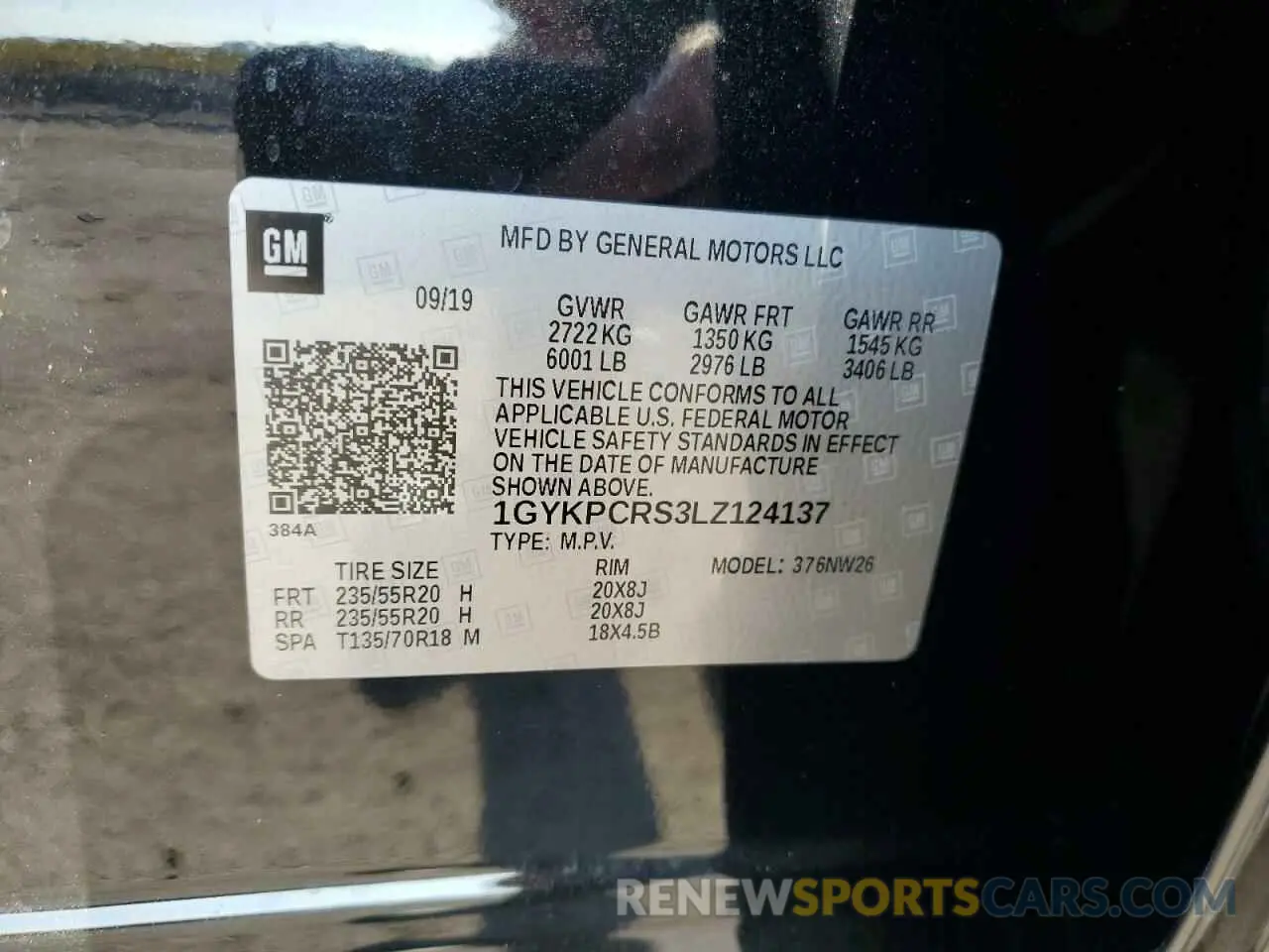 14 Photograph of a damaged car 1GYKPCRS3LZ124137 CADILLAC XT6 2020