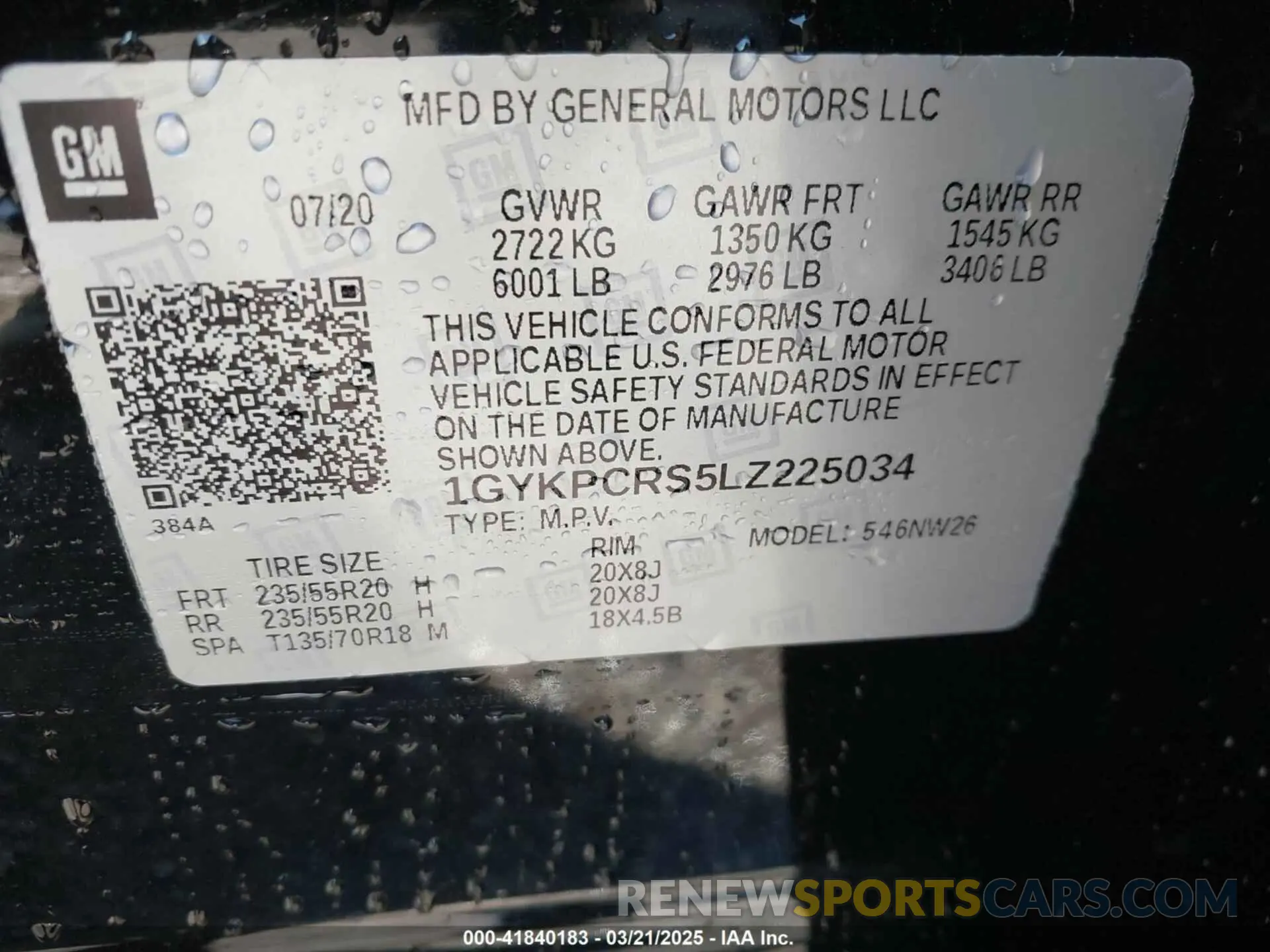 9 Photograph of a damaged car 1GYKPCRS5LZ225034 CADILLAC XT6 2020