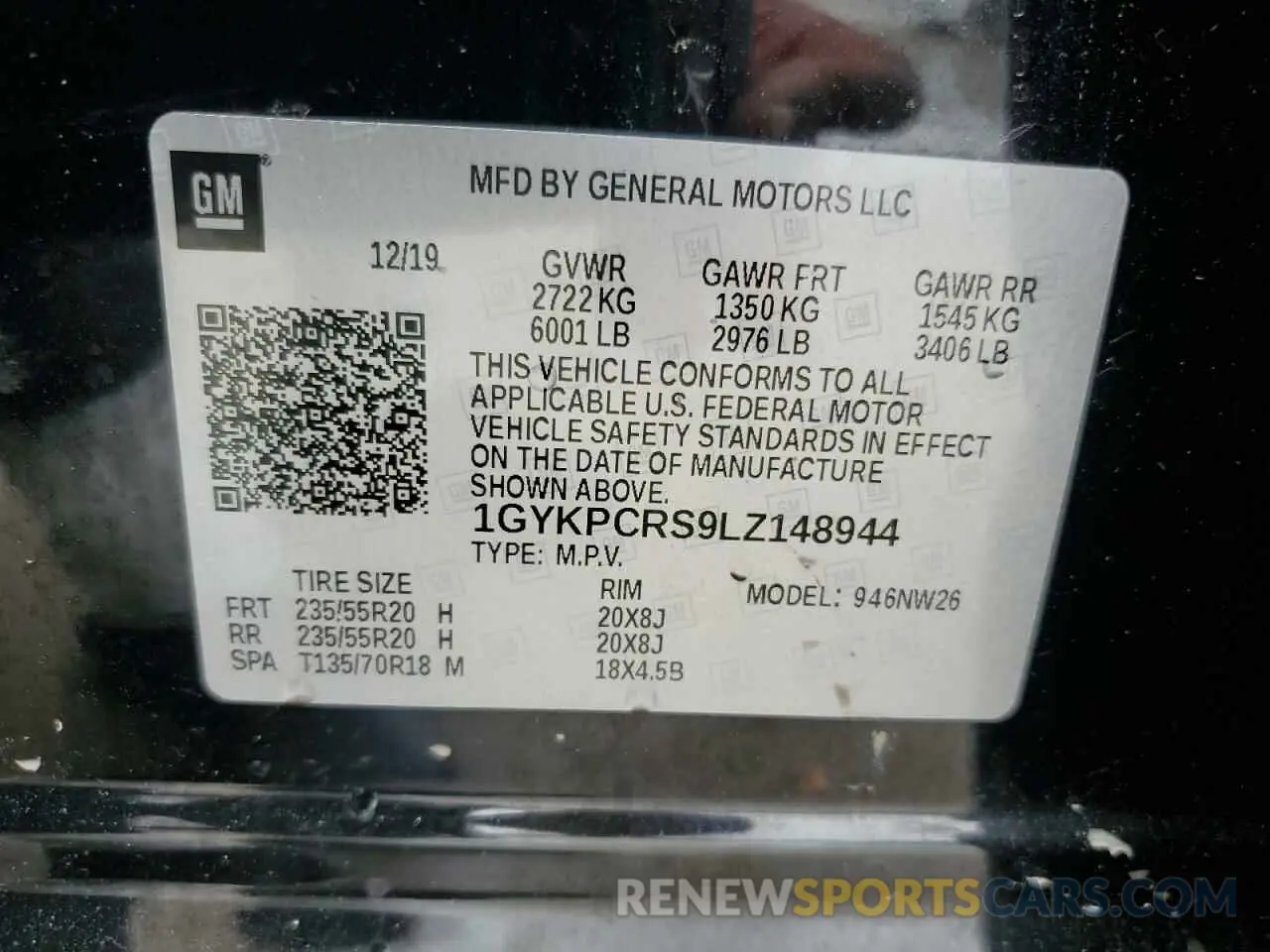 13 Photograph of a damaged car 1GYKPCRS9LZ148944 CADILLAC XT6 2020