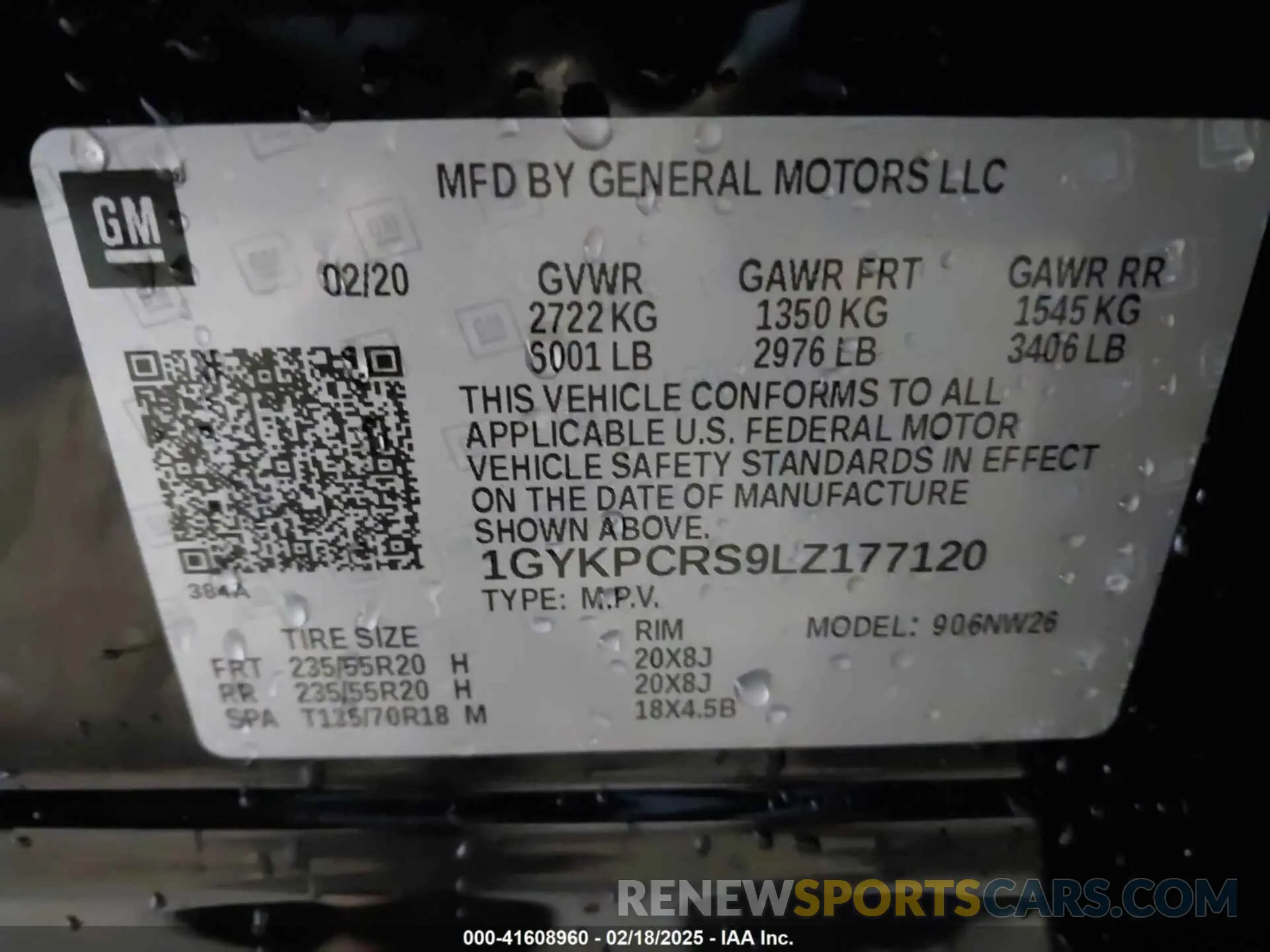 9 Photograph of a damaged car 1GYKPCRS9LZ177120 CADILLAC XT6 2020